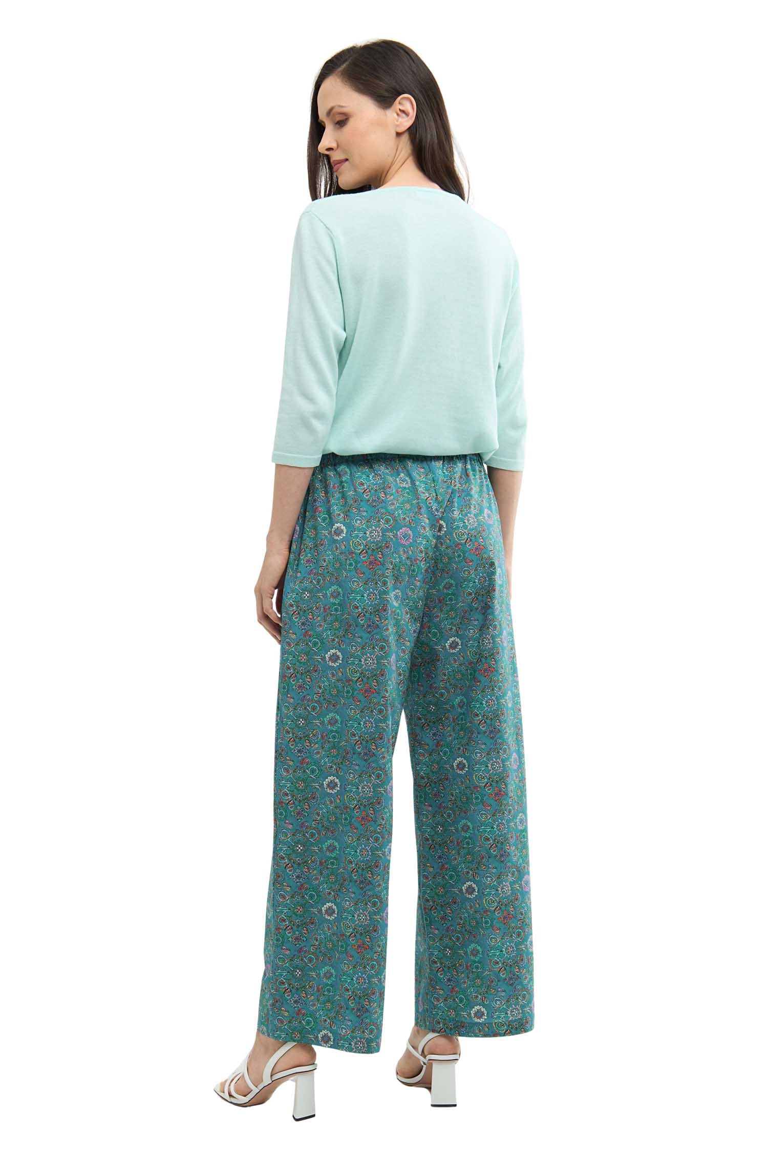 Hose FLORAL ETHNO aus Bio-Pima-Baumwolle-turquoise