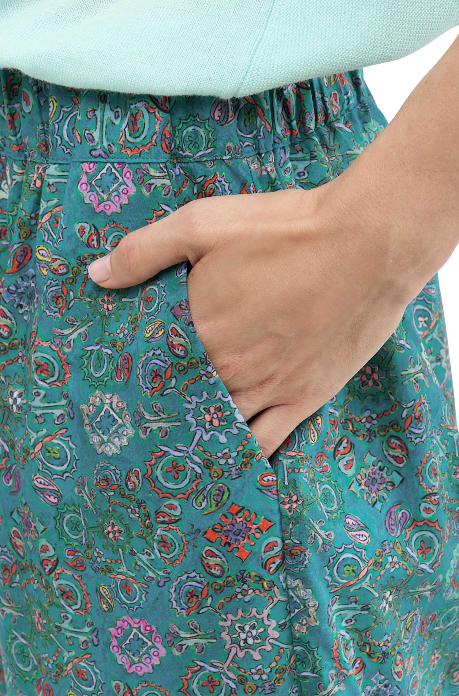 Hose FLORAL ETHNO aus Bio-Pima-Baumwolle-turquoise