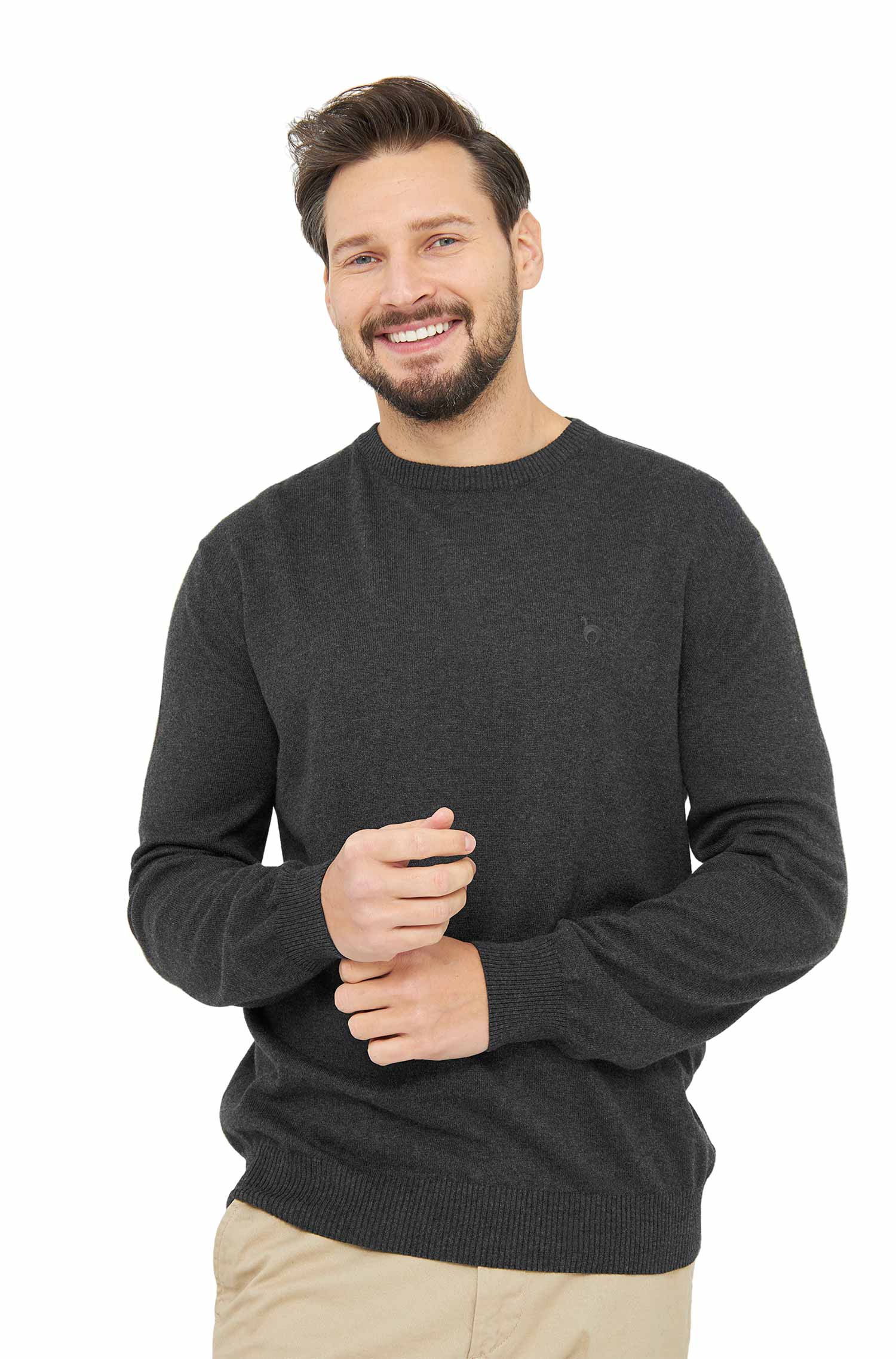 Alpaka Pullover PABLO mit Royal Alpaka-Baumwoll-Mix-anthrazit