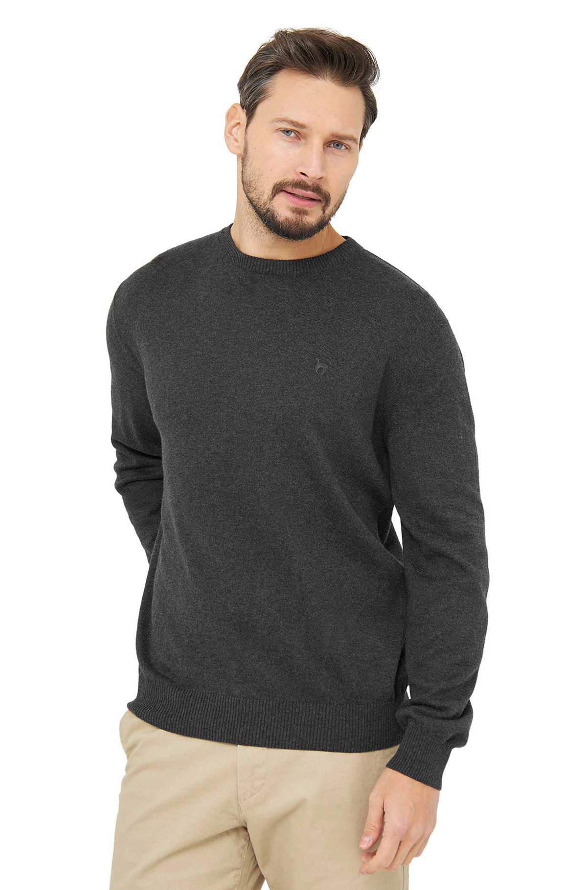 Alpaka Pullover PABLO mit Royal Alpaka-Baumwoll-Mix-anthrazit