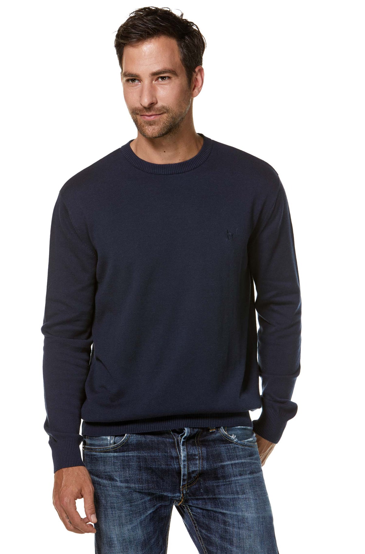 Alpaka Pullover PABLO mit Royal Alpaka-Baumwoll-Mix-blau