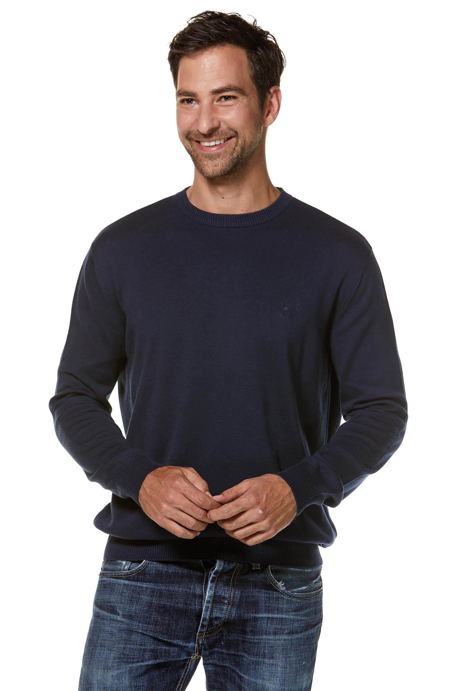 Alpaka Pullover PABLO mit Royal Alpaka-Baumwoll-Mix-blau