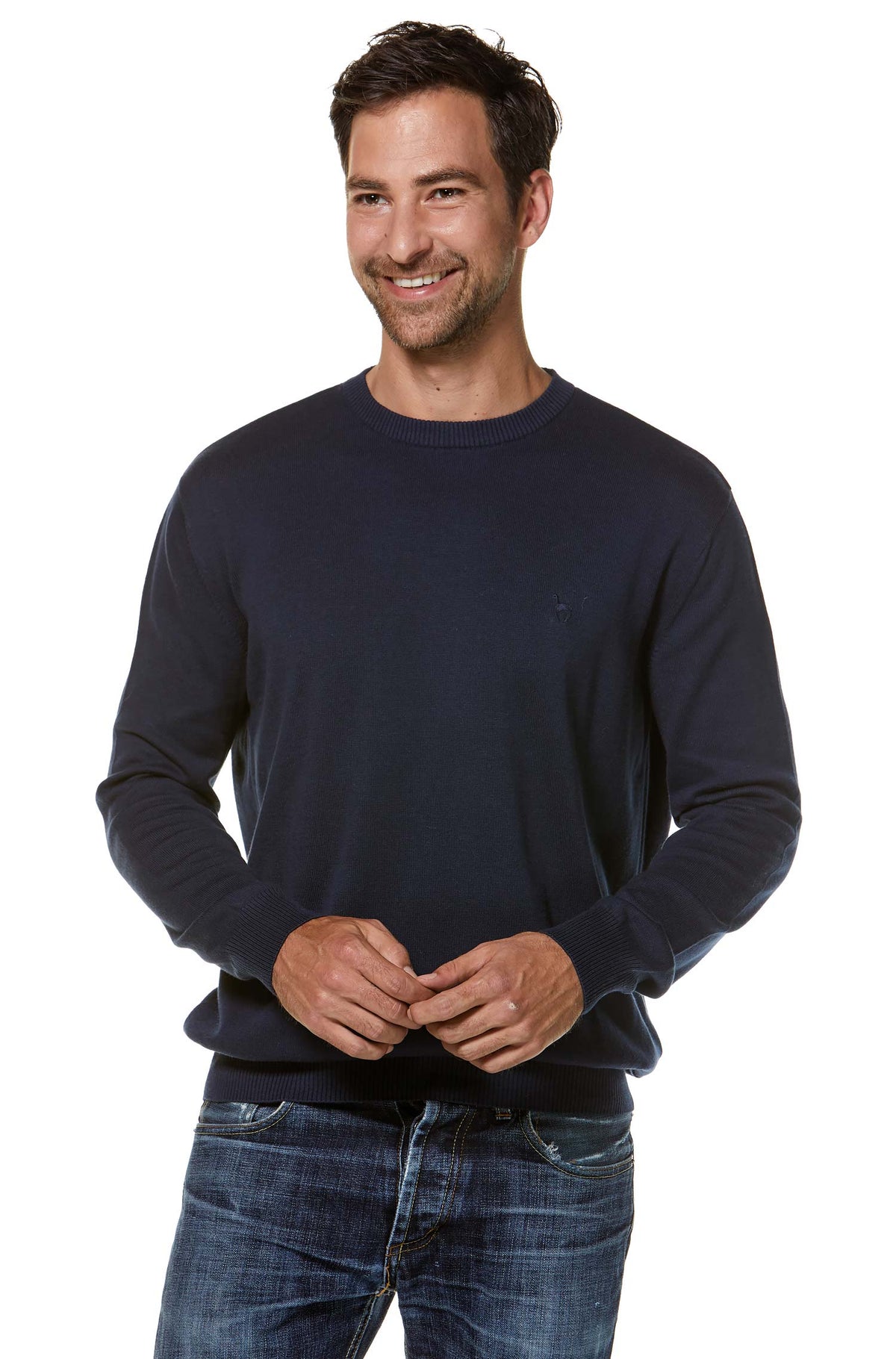 Alpaka Pullover PABLO mit Royal Alpaka-Baumwoll-Mix-blau
