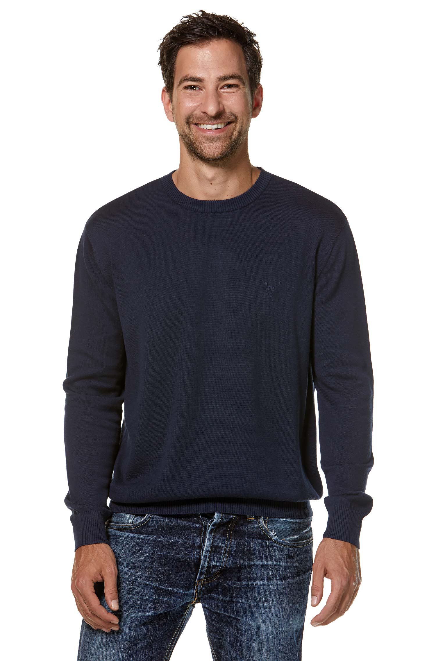 Alpaka Pullover PABLO mit Royal Alpaka-Baumwoll-Mix-blau