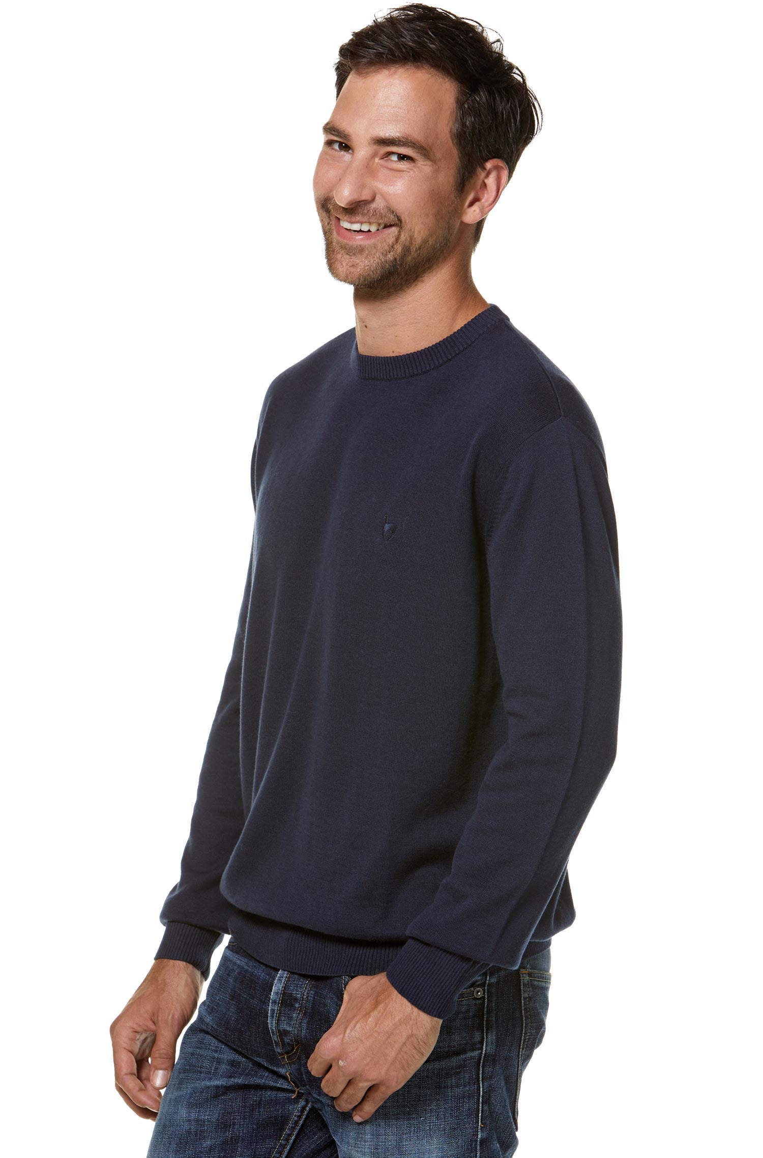 Alpaka Pullover PABLO mit Royal Alpaka-Baumwoll-Mix-blau