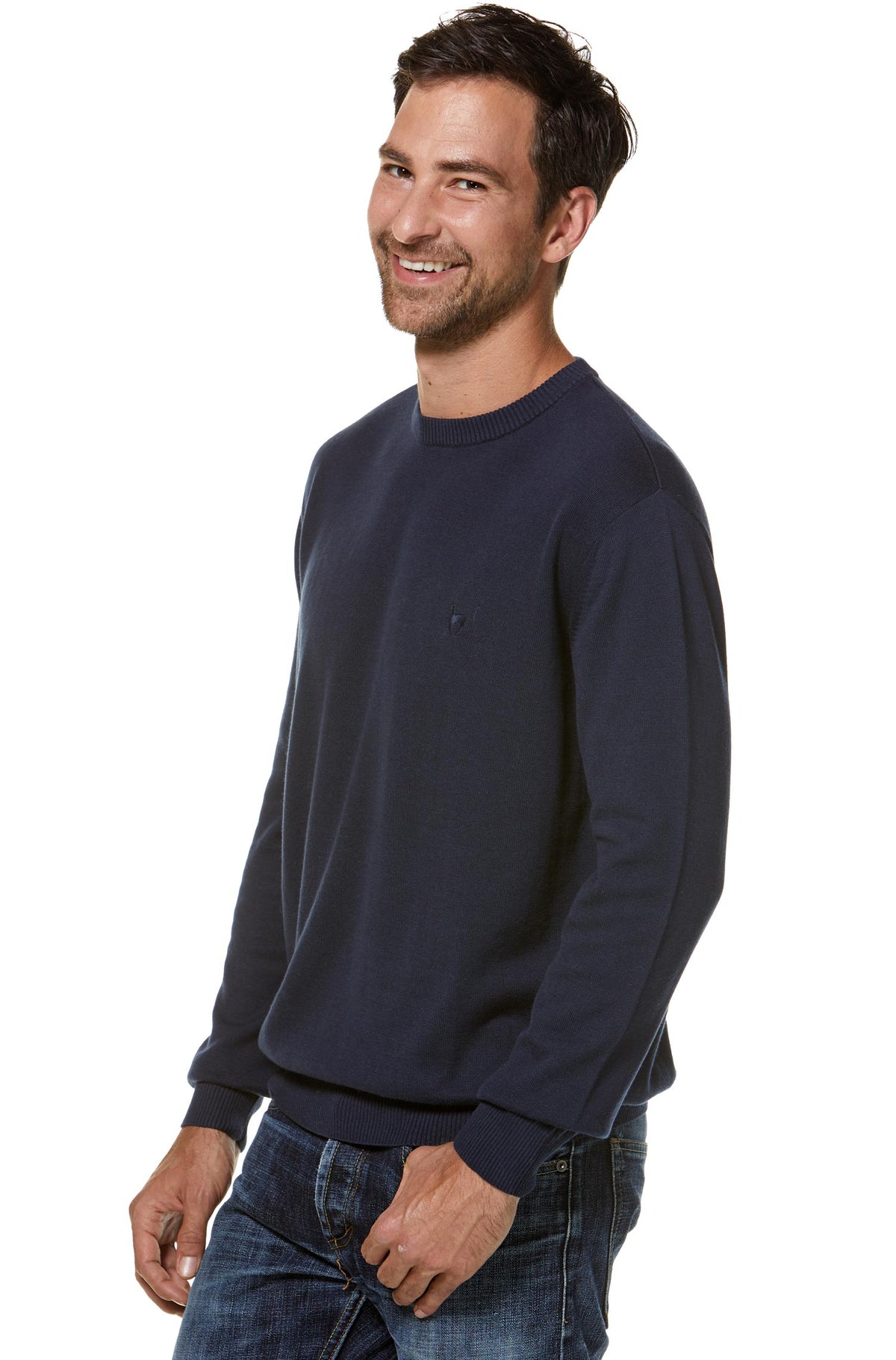 Alpaka Pullover PABLO mit Royal Alpaka-Baumwoll-Mix-blau