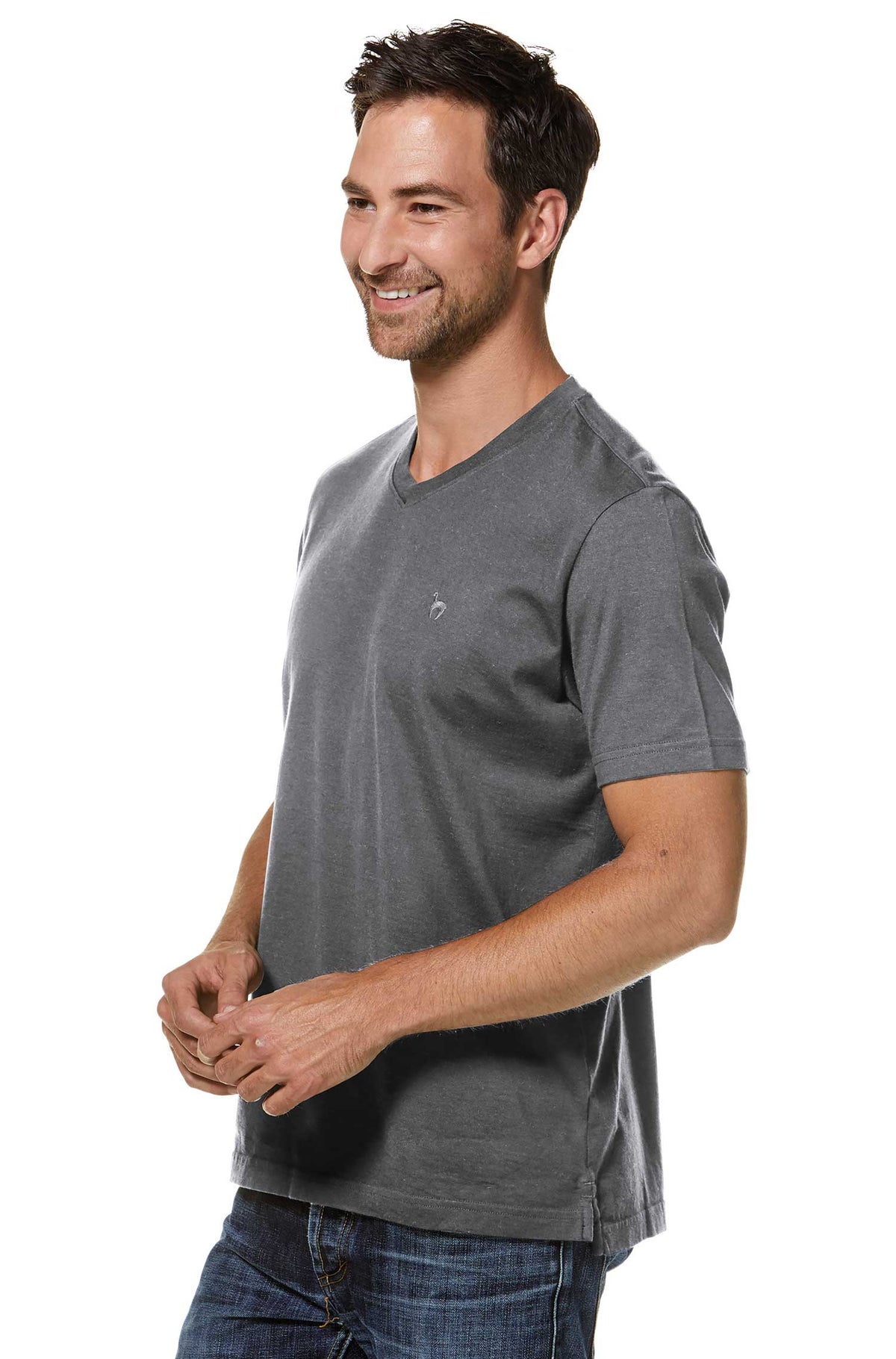 T-Shirt V-NECK aus 90% Bio-Baumwolle & 10% Royal Alpaka-graphitgrau