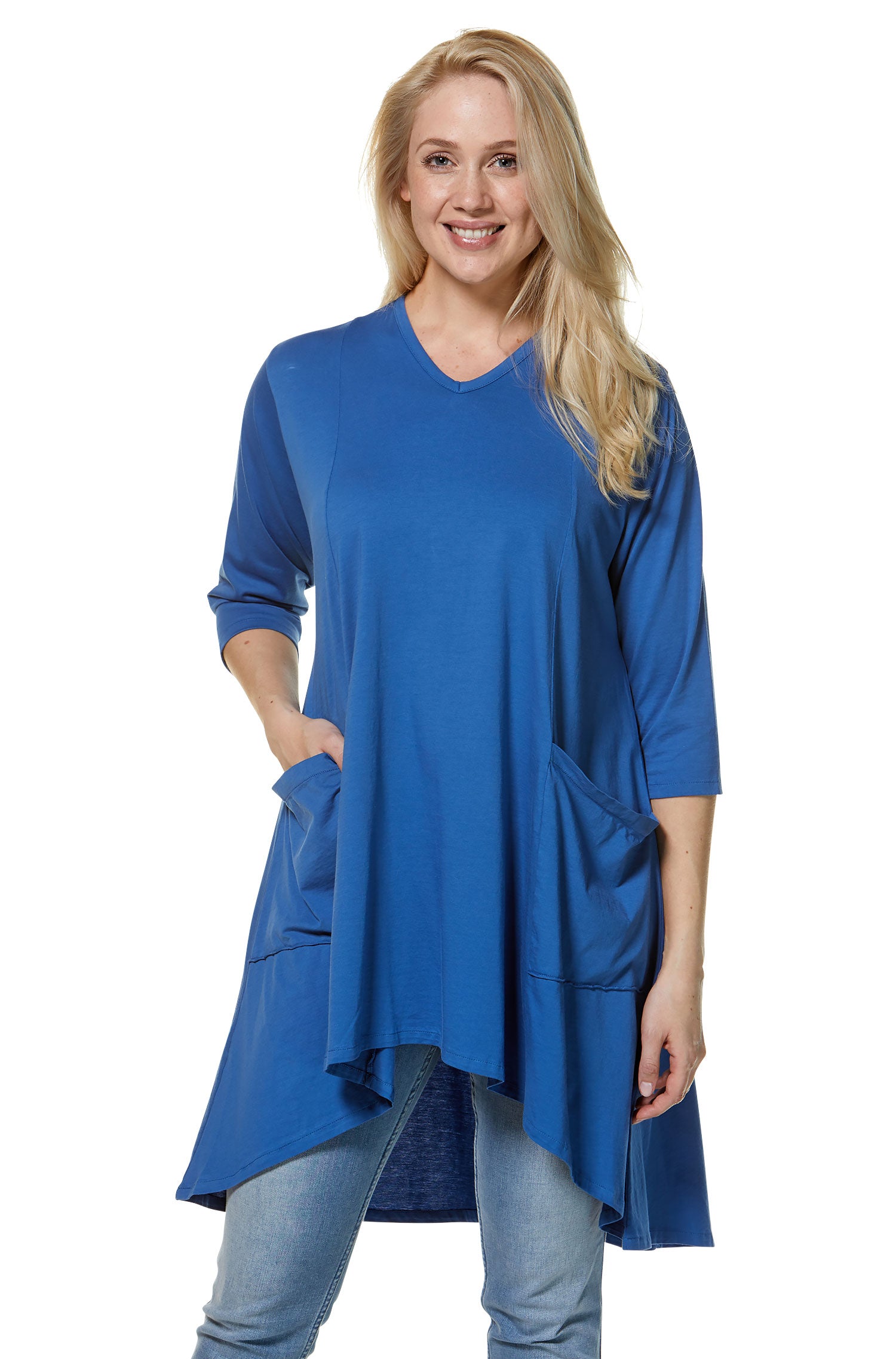 Jersey Tunika DARCY aus 100% Bio Pima Baumwolle-lapisblau