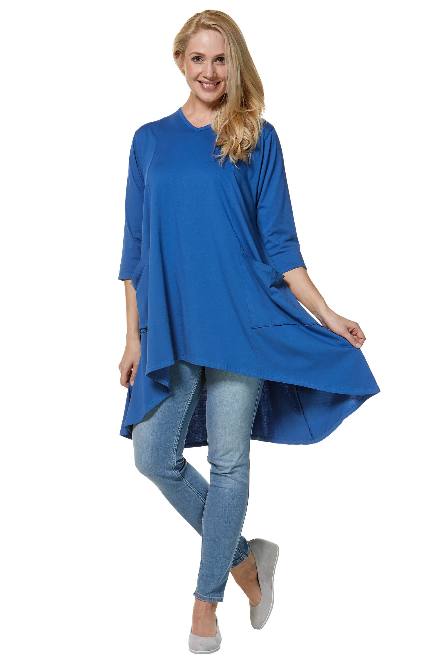 Jersey Tunika DARCY aus 100% Bio Pima Baumwolle-lapisblau