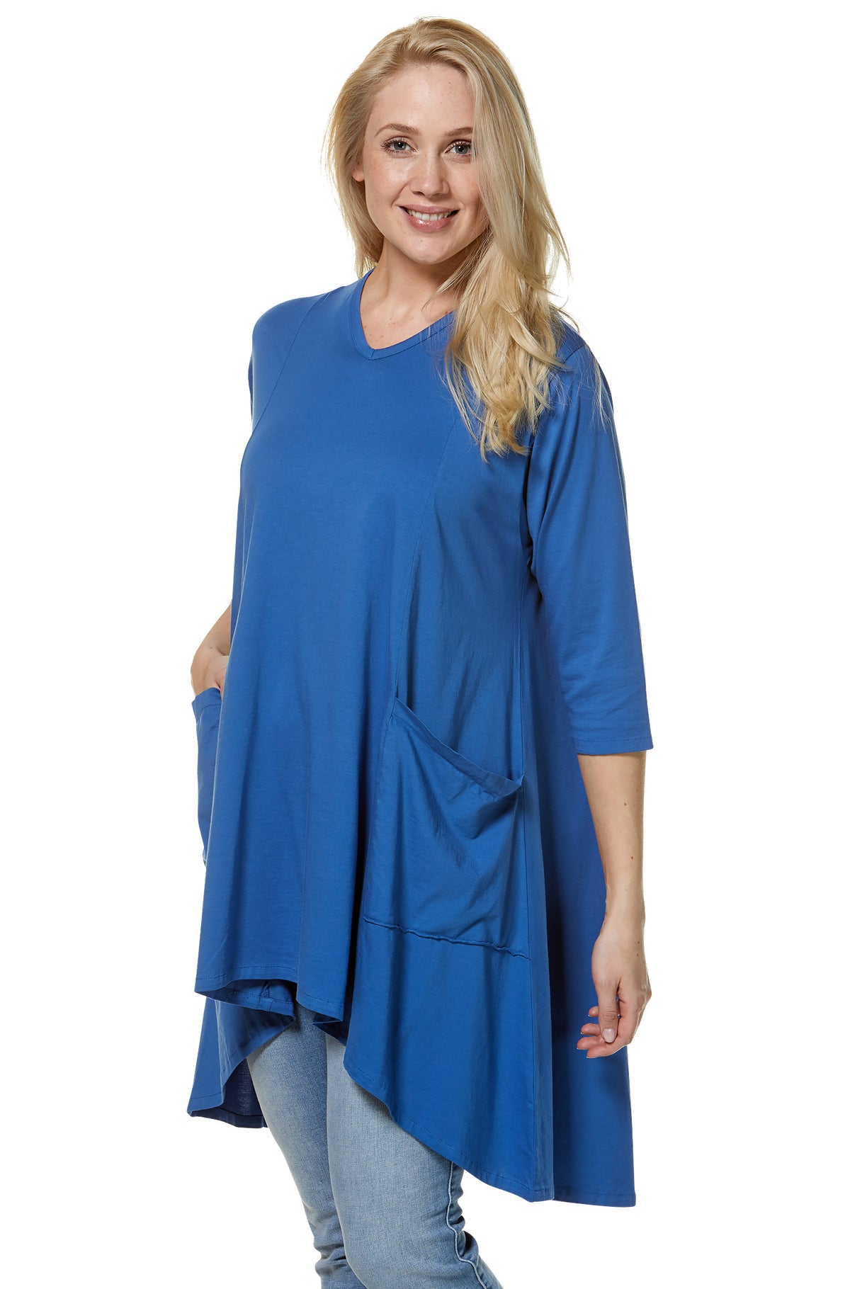 Jersey Tunika DARCY aus 100% Bio Pima Baumwolle-lapisblau