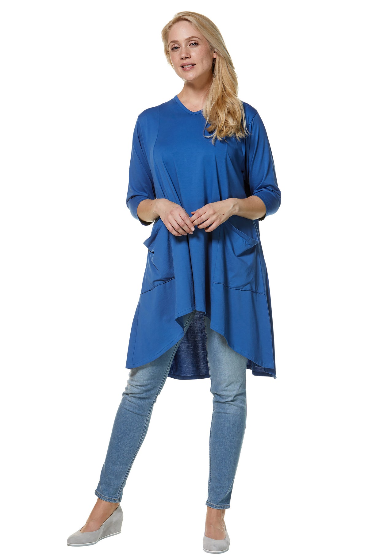 Jersey Tunika DARCY aus 100% Bio Pima Baumwolle-lapisblau