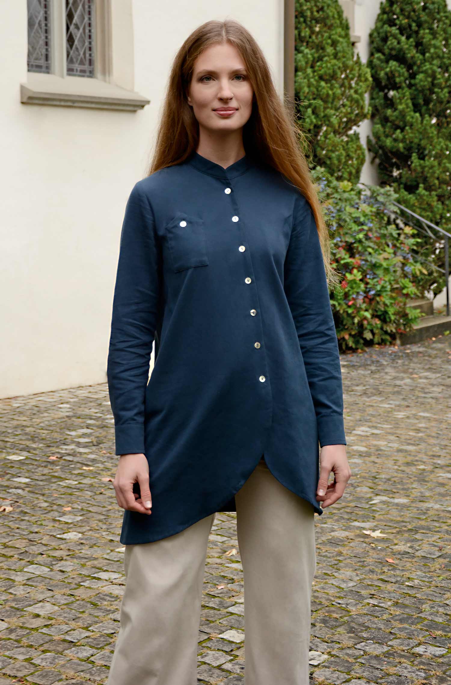 Blusenkleid ASI aus 100% Bio Pima Baumwolle-blau