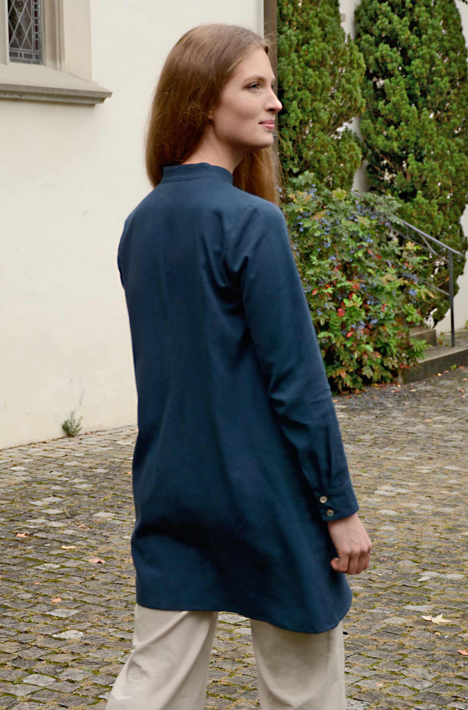 Blusenkleid ASI aus 100% Bio Pima Baumwolle-blau