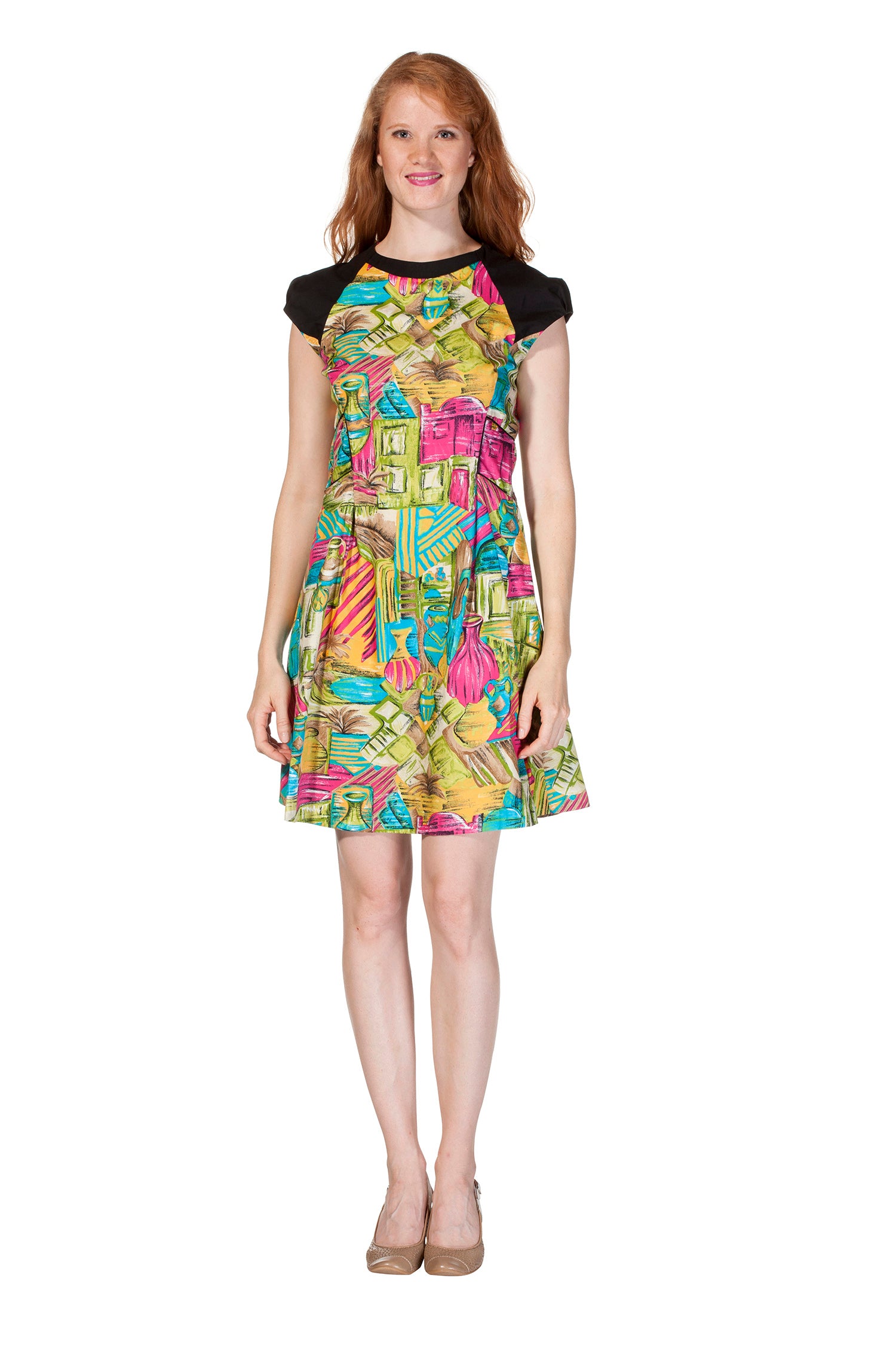 Frühjahrs-Kleid KAREN Pima Baumwolle-mehrfarbig