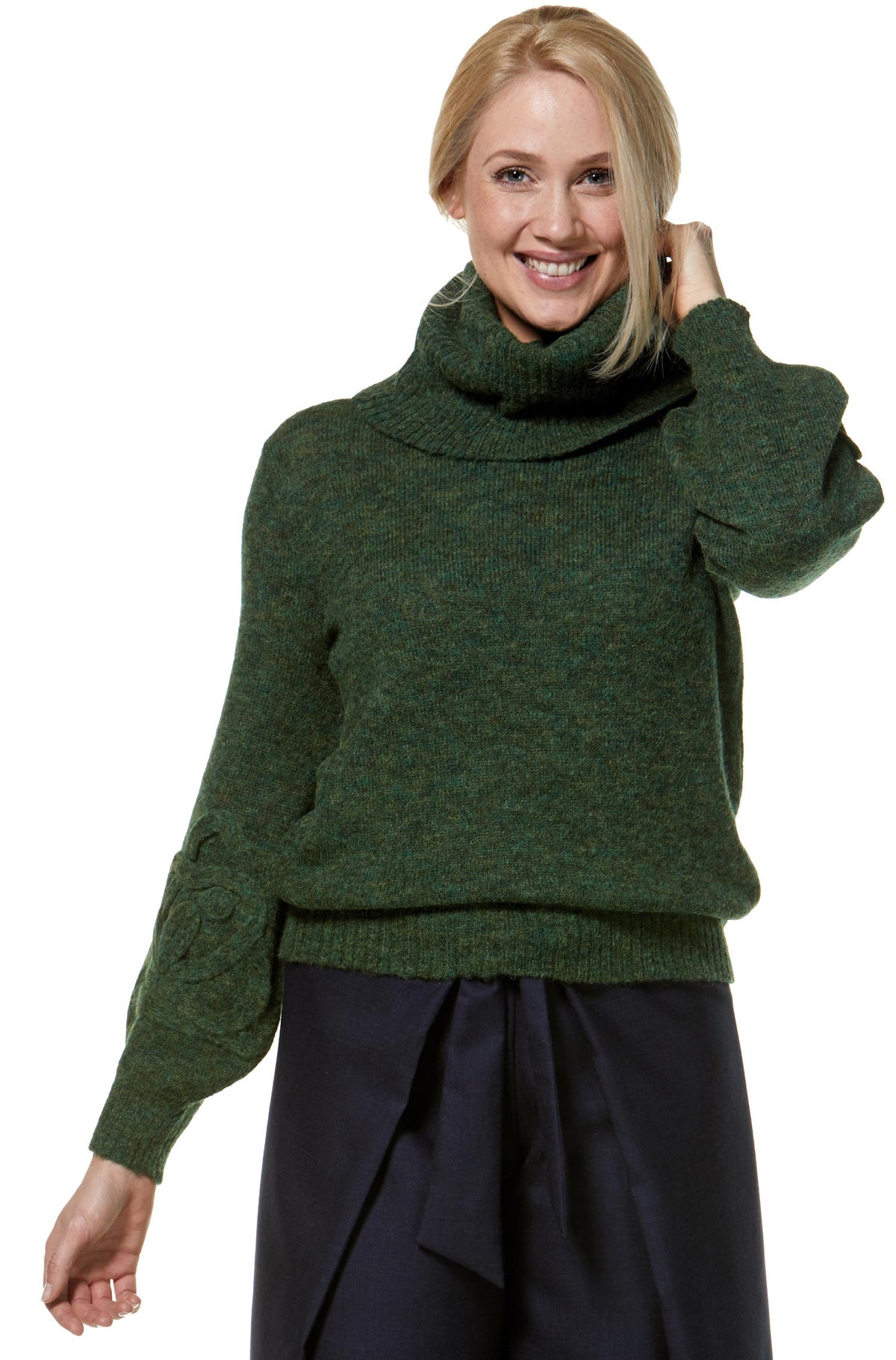 Alpaka Rollkragenpullover SALOMON-grün