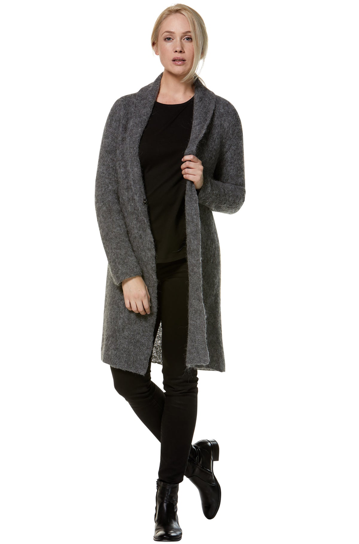 Alpaka Strickjacke PAULINA-anthrazit