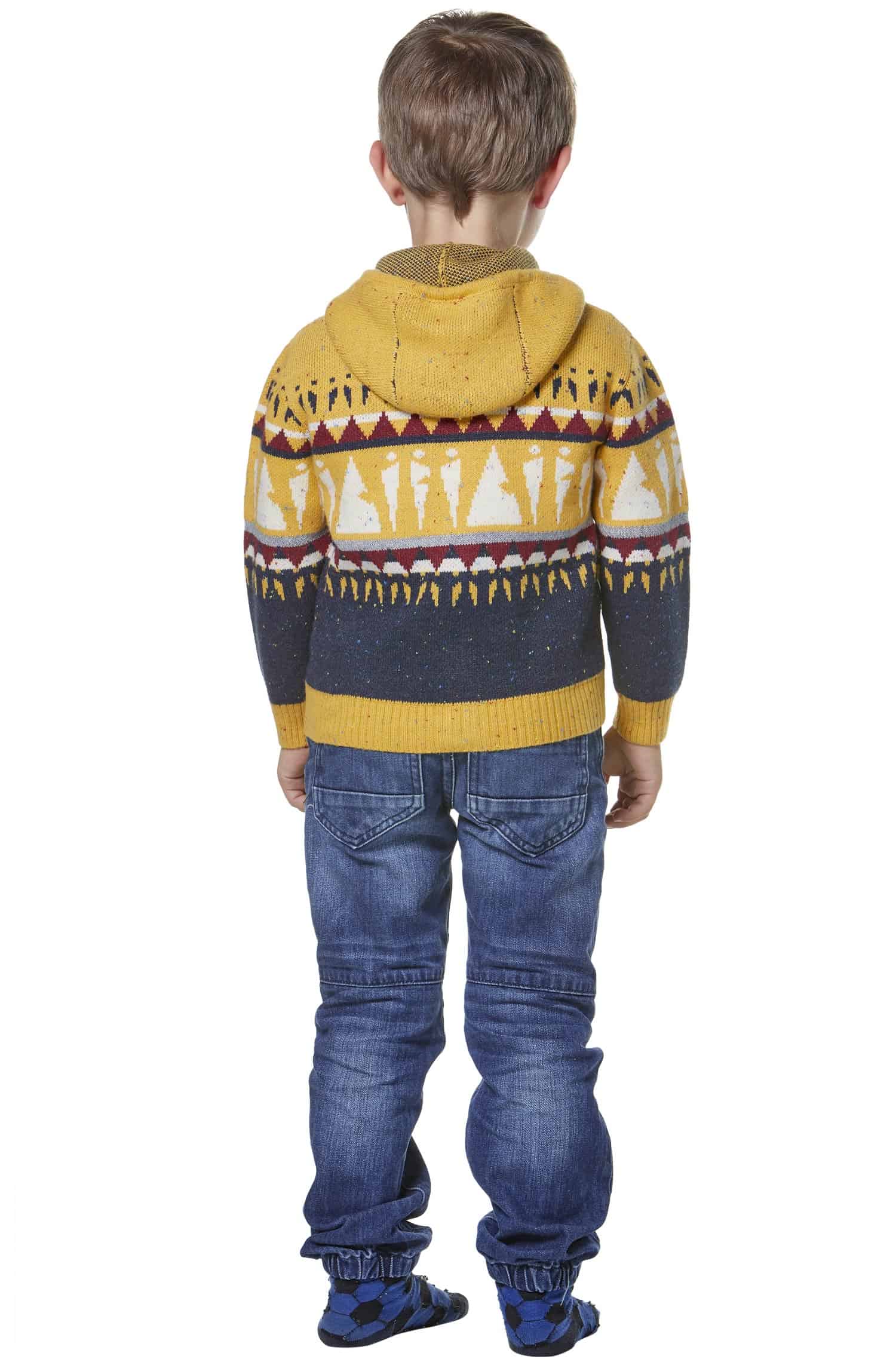 Alpaka Strickjacke ELI für Kinder Baumwolle und Baby Alpaka-gelb