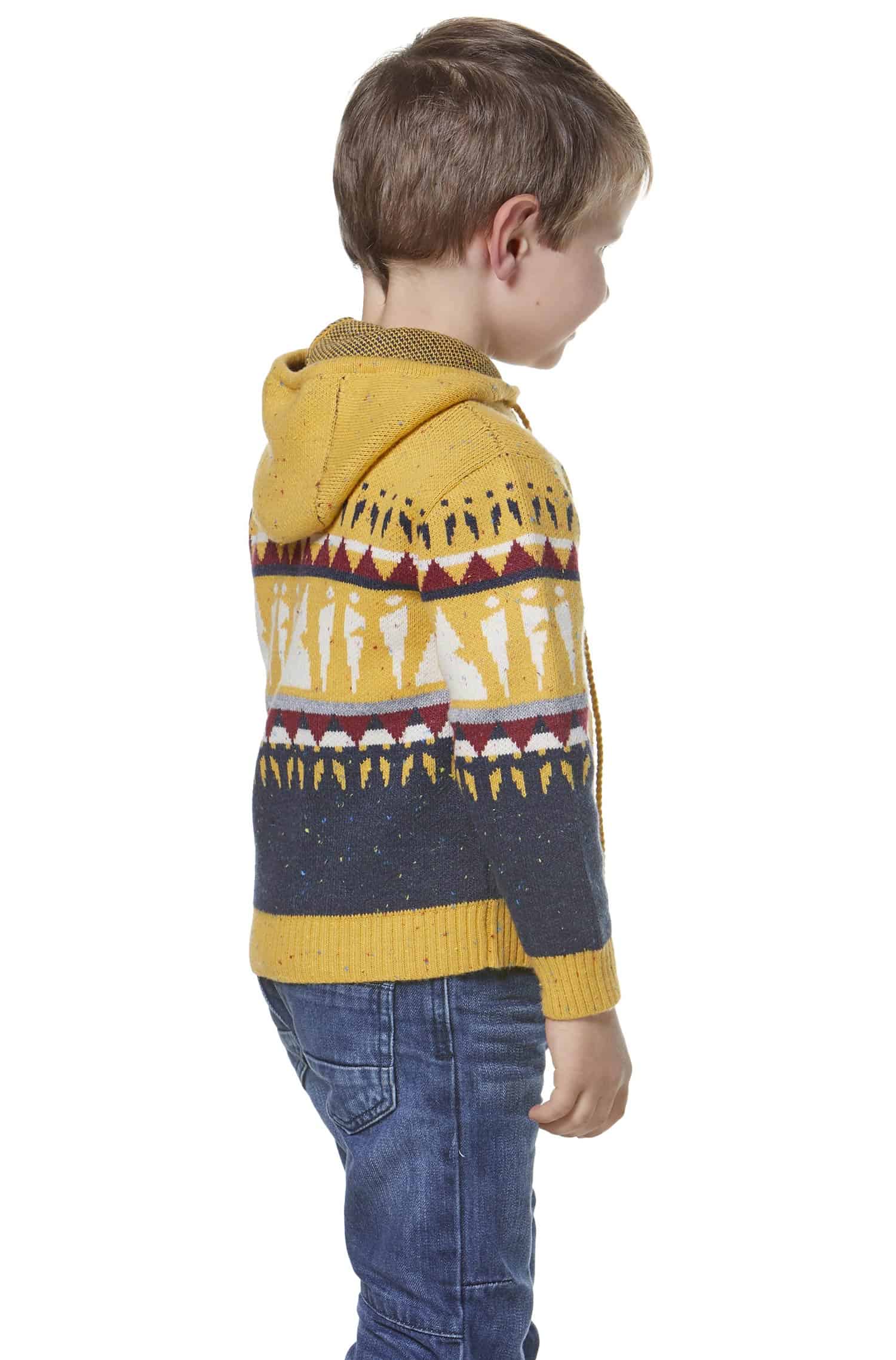 Alpaka Strickjacke ELI für Kinder Baumwolle und Baby Alpaka-gelb