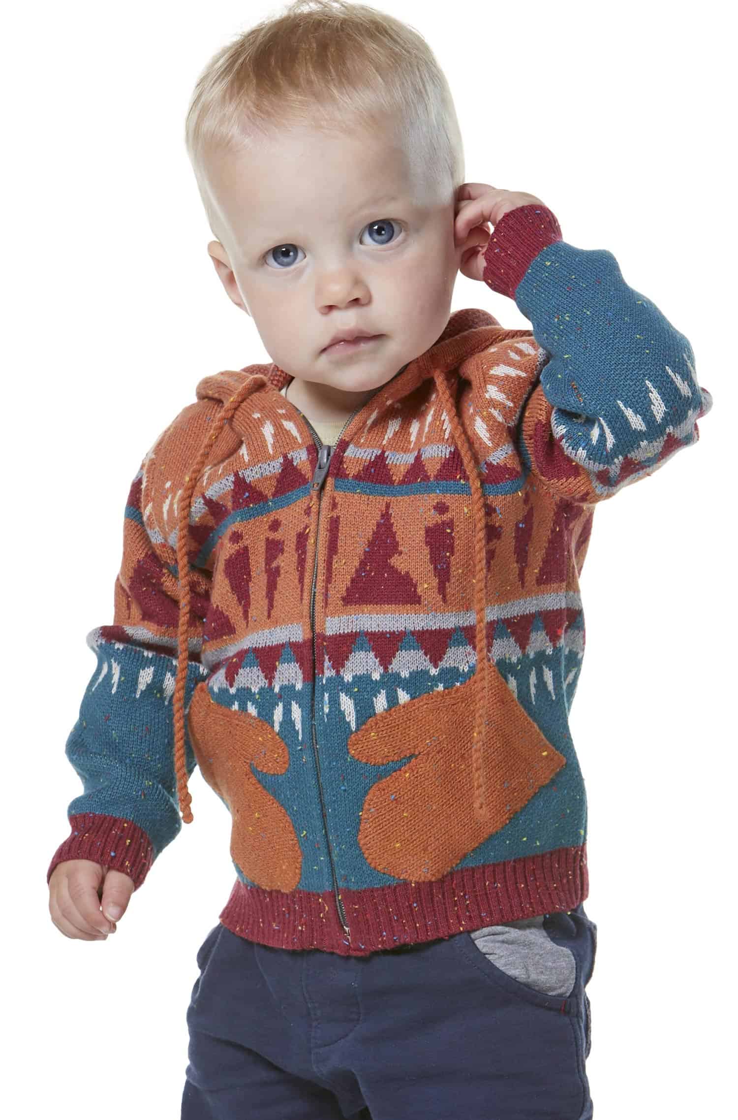 Alpaka Strickjacke ELI für Kinder Baumwolle und Baby Alpaka-orange