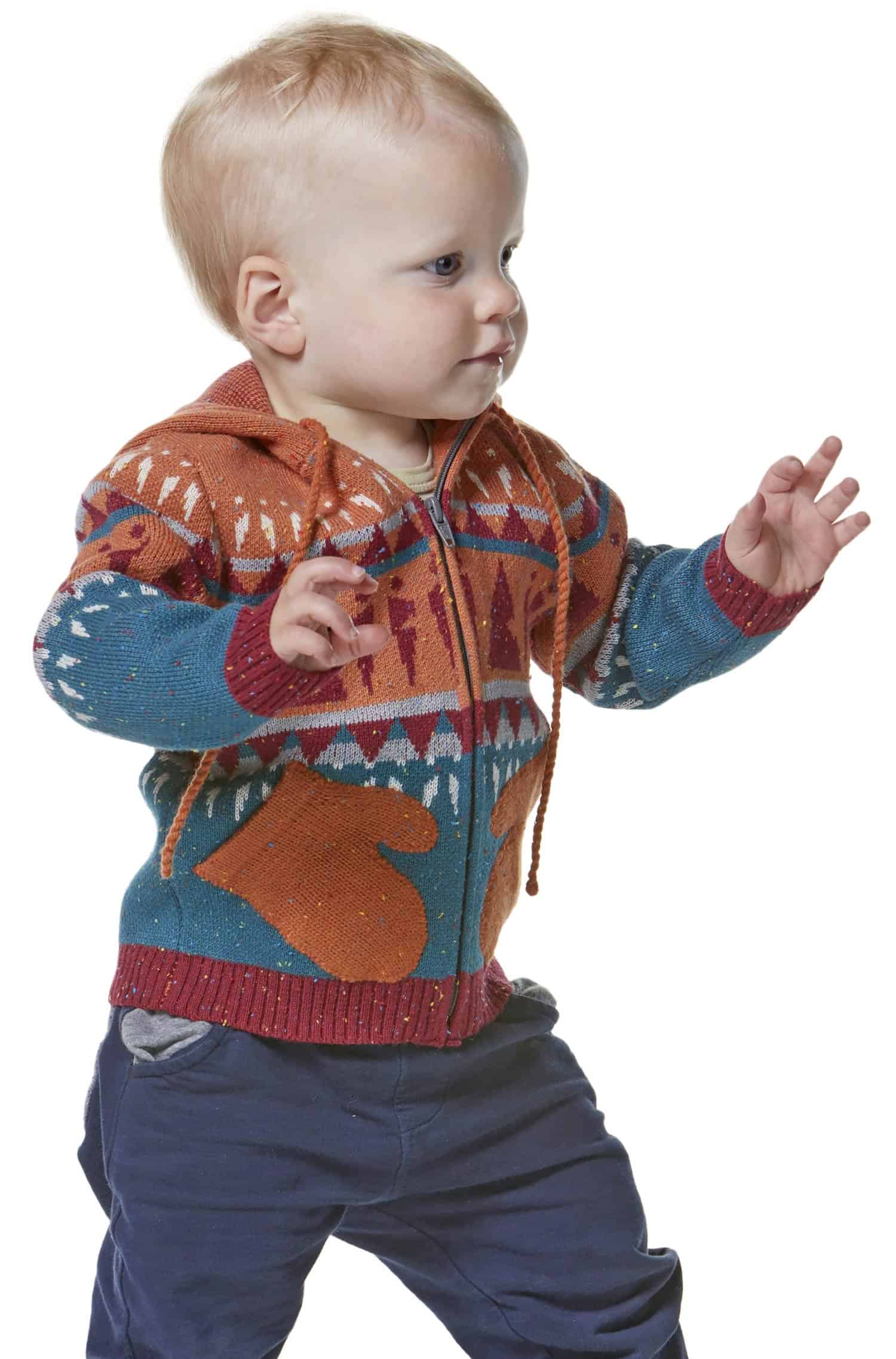 Alpaka Strickjacke ELI für Kinder Baumwolle und Baby Alpaka-orange