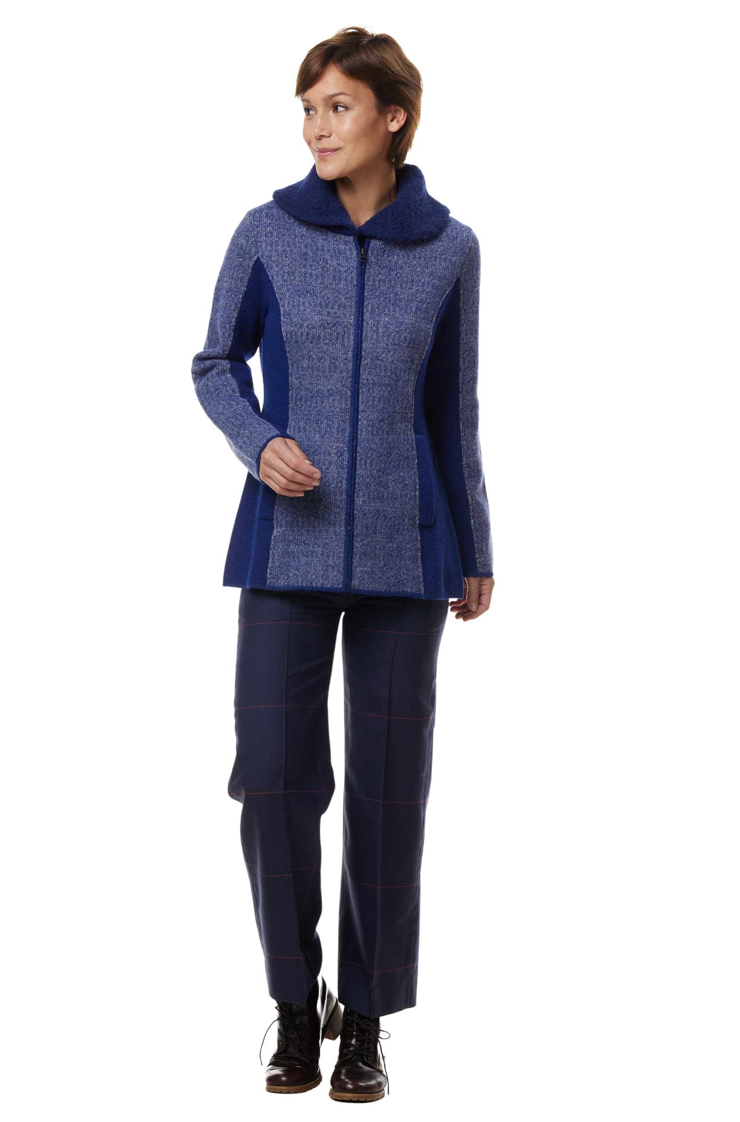 Alpaka Jacke MUJAL ELEGANT aus Alpaka und Wolle-blau