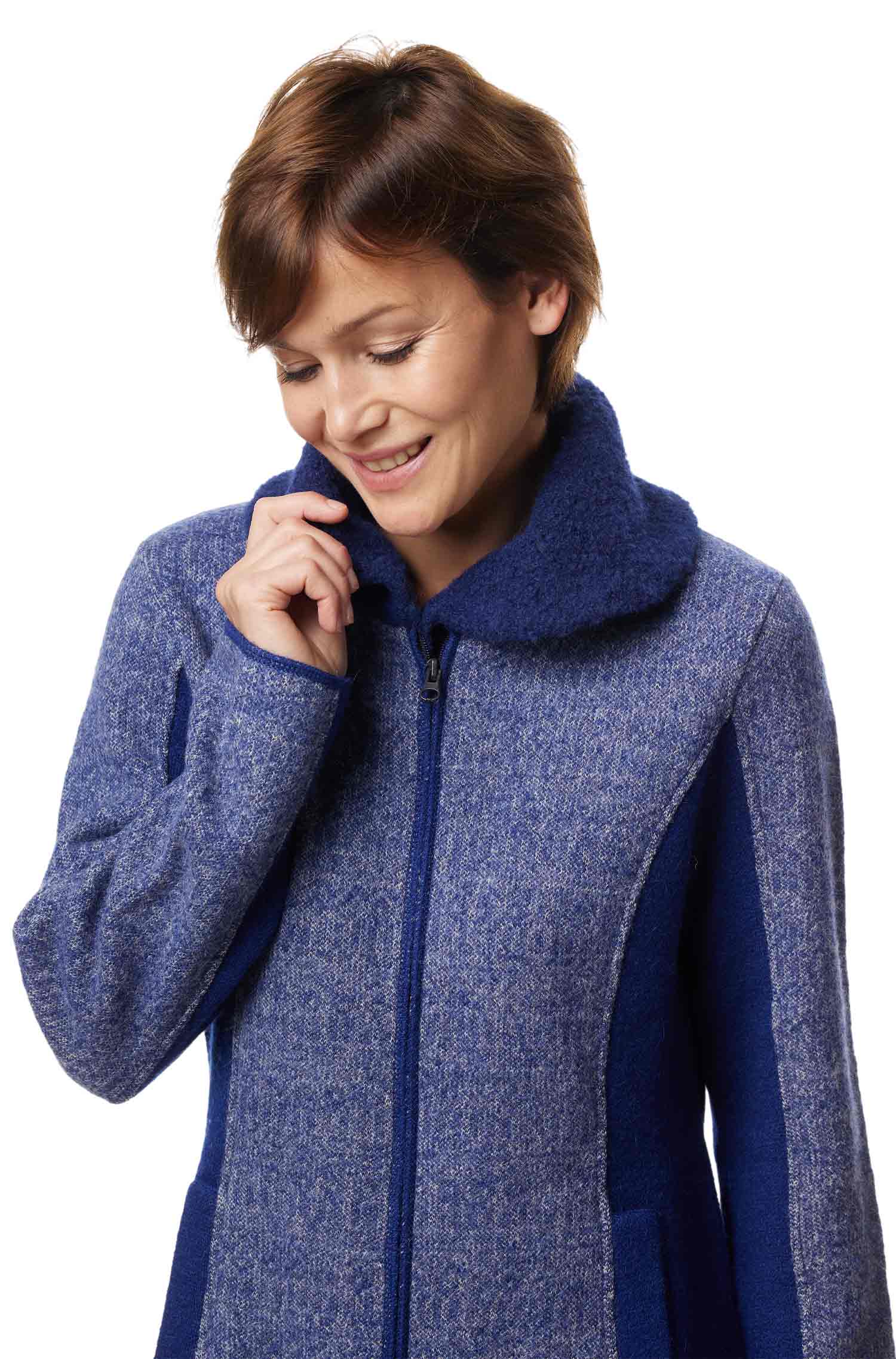 Alpaka Jacke MUJAL ELEGANT aus Alpaka und Wolle-blau