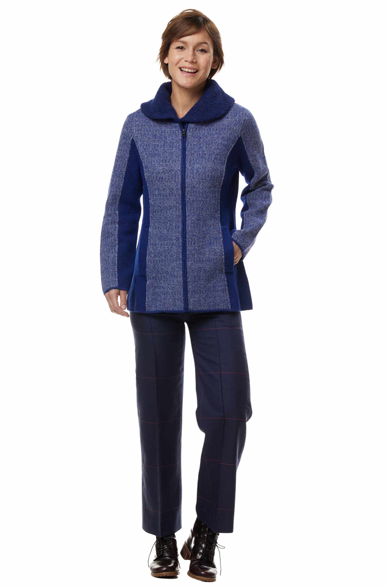 Alpaka Jacke MUJAL ELEGANT aus Alpaka und Wolle-blau
