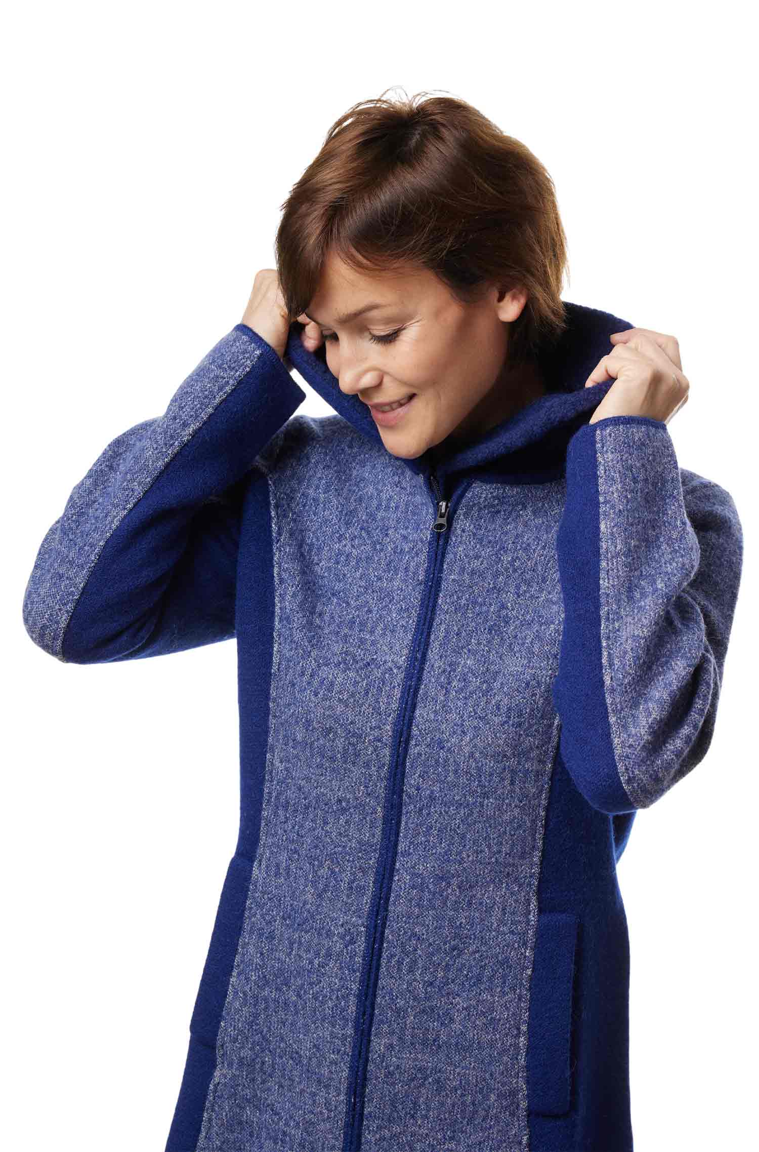 Alpaka Jacke MUJAL ELEGANT aus Alpaka und Wolle-blau