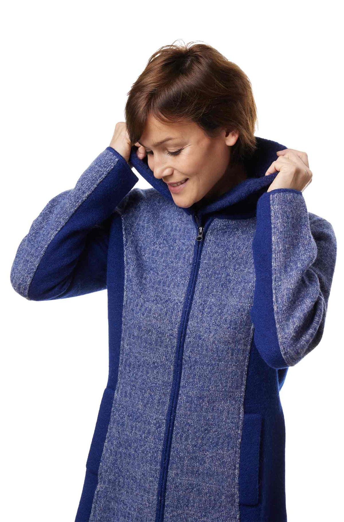 Alpaka Jacke MUJAL ELEGANT aus Alpaka und Wolle-blau