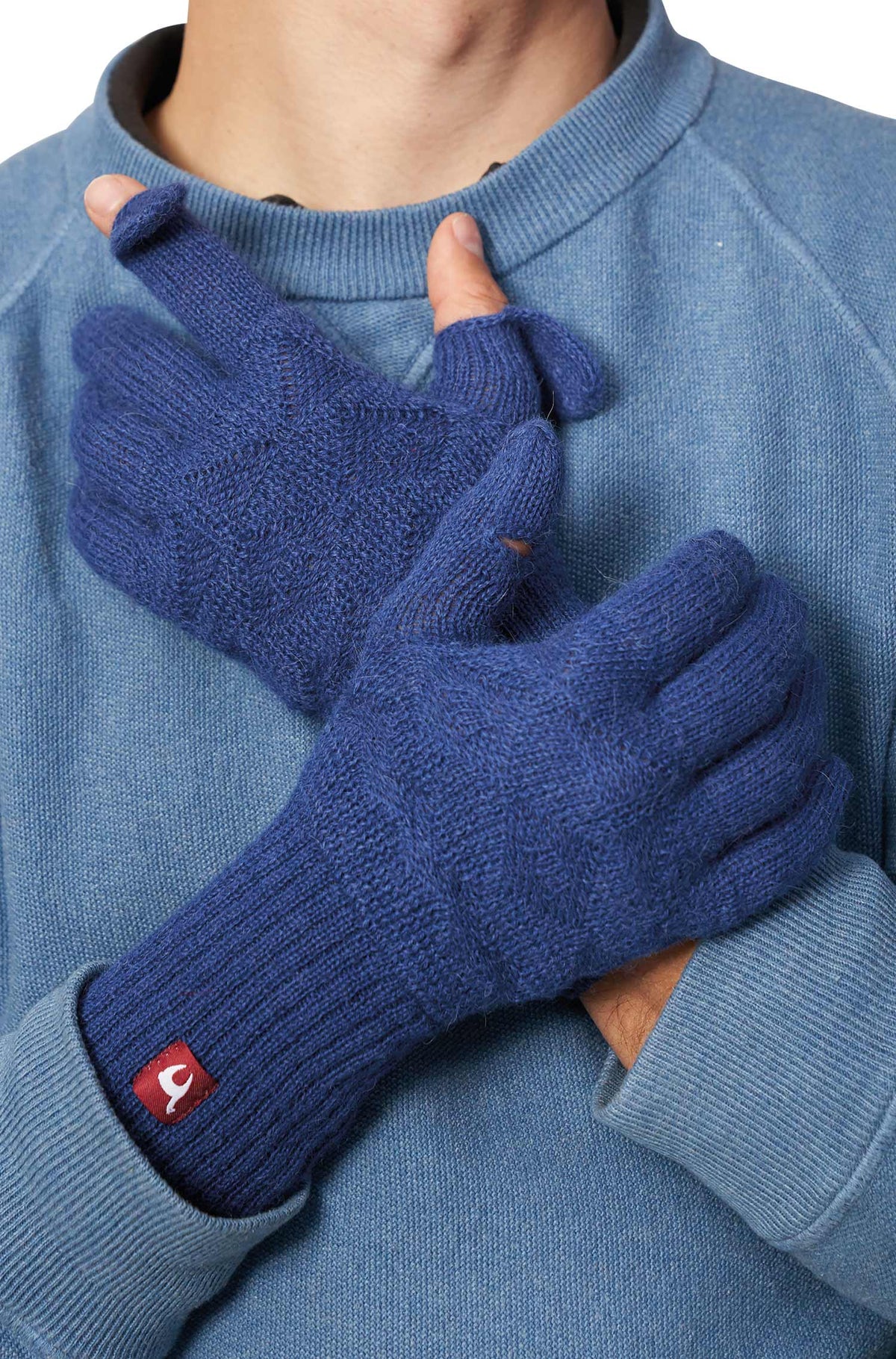 Alpaka Fingerhandschuhe MUJAL aus 100% Baby Alpaka-blau