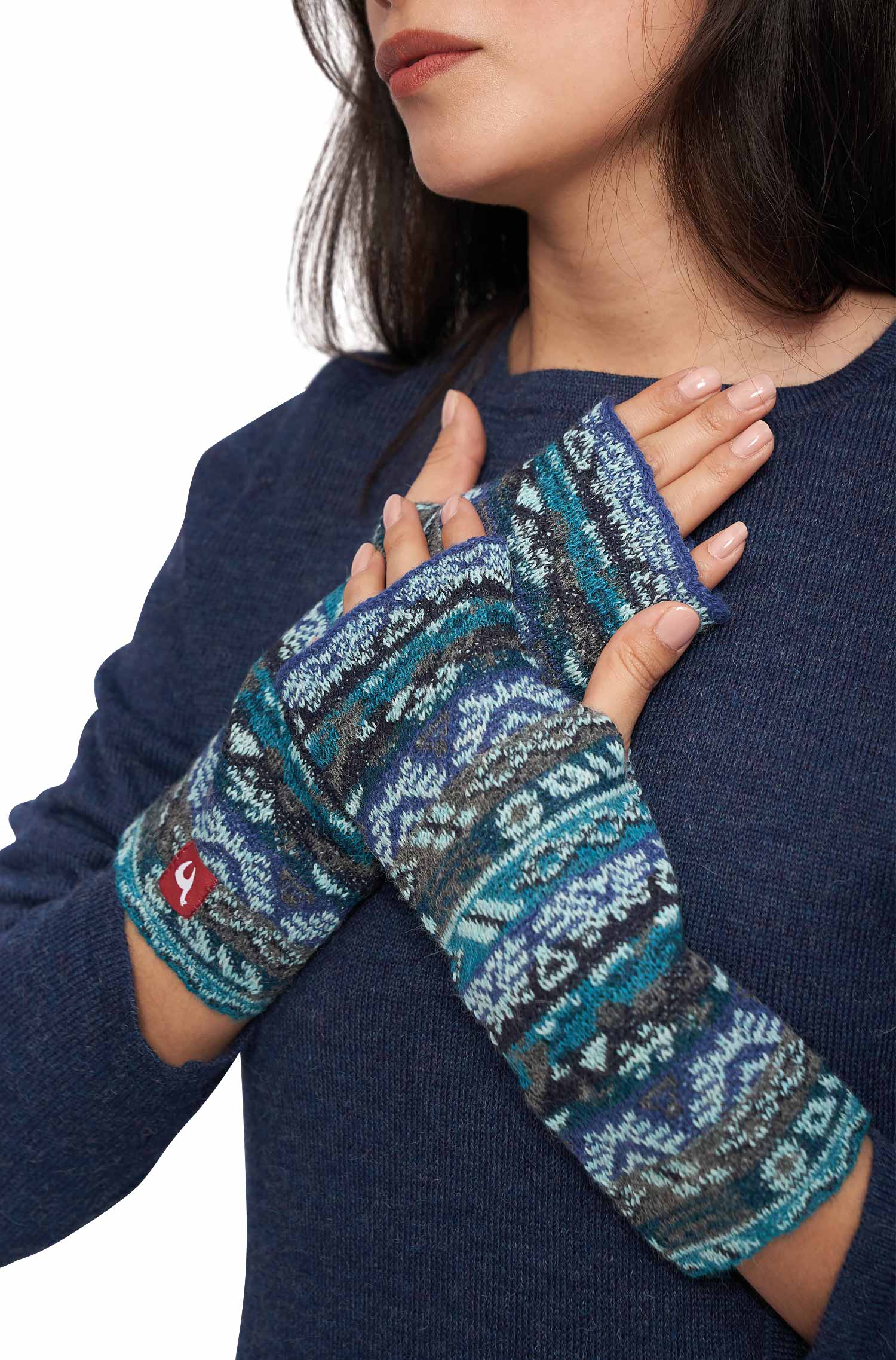 Alpaka Pulswärmer TAMIA aus 100% Baby Alpaka-aqua