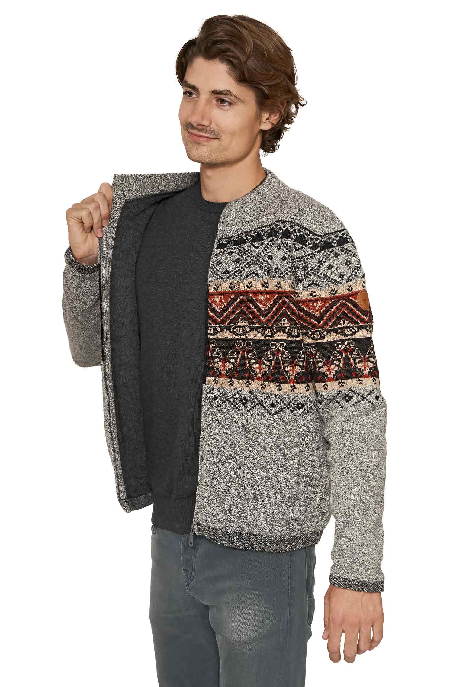 Alpaka Strickjacke FIESTA aus 100% Baby Alpaka-grau