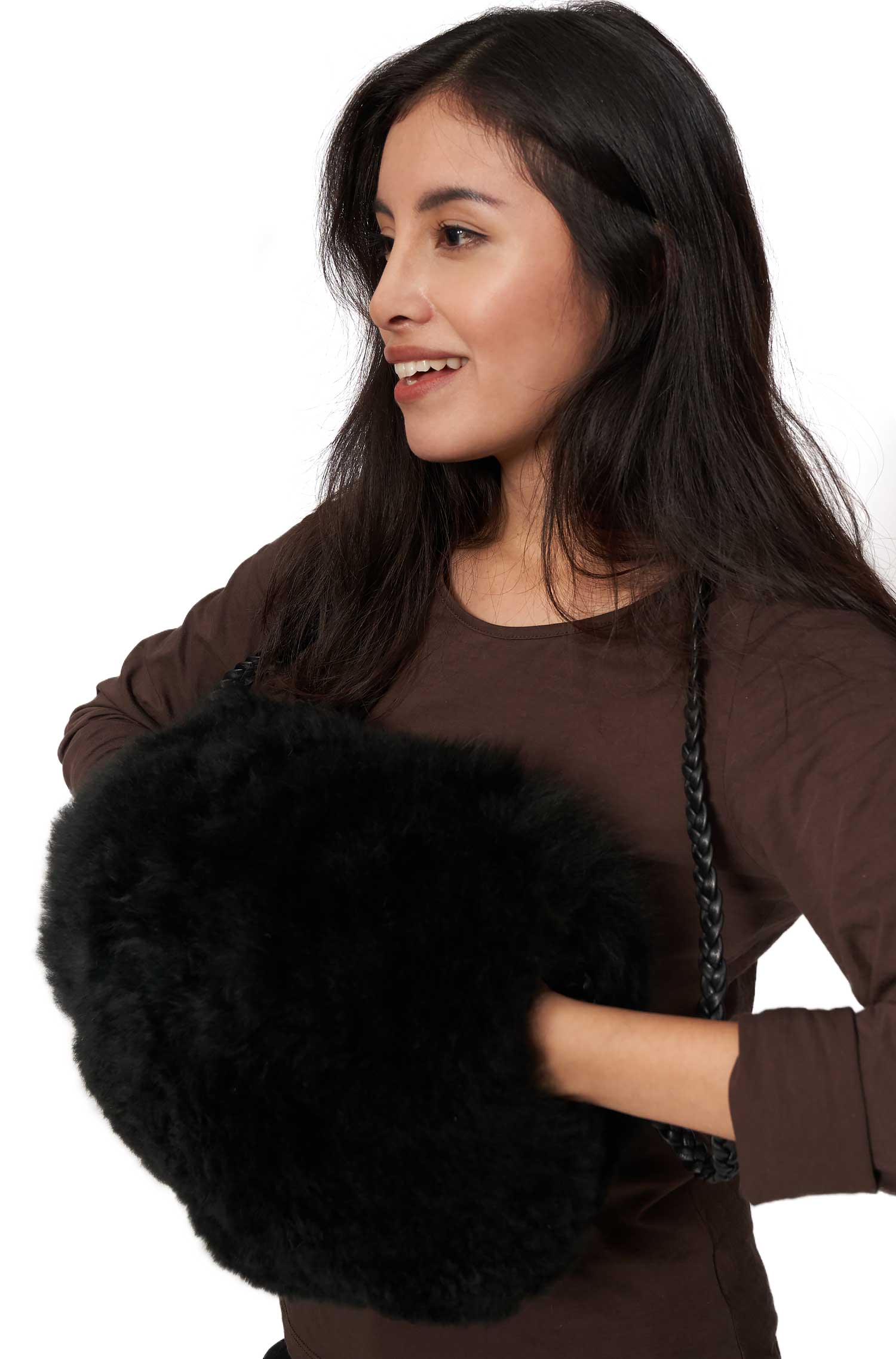 Alpaka Muff aus 100% Alpaka Fell-schwarz