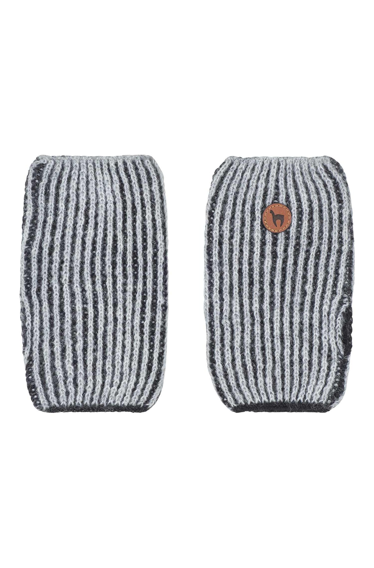 Alpaka Pulswärmer MARINO aus Baby Alpaka & Baumwolle-silber/schwarz