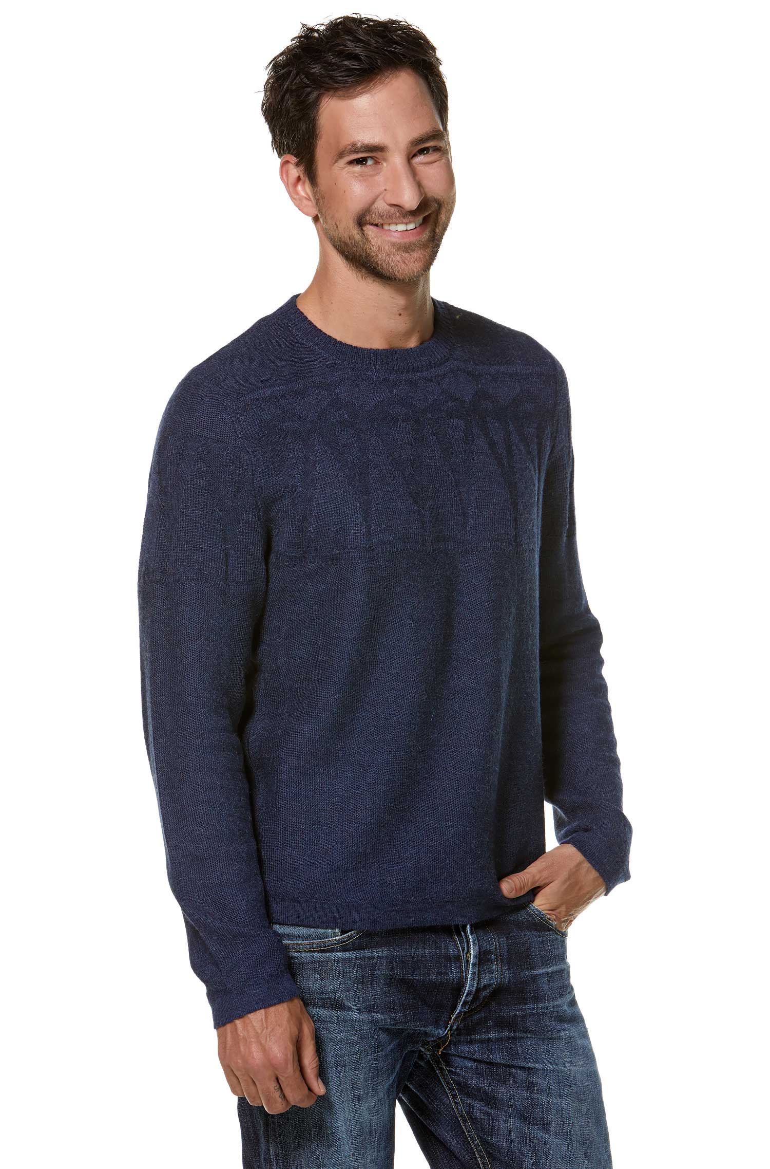 Alpaka Pullover HUGO aus 100% Baby Alpaka-blau