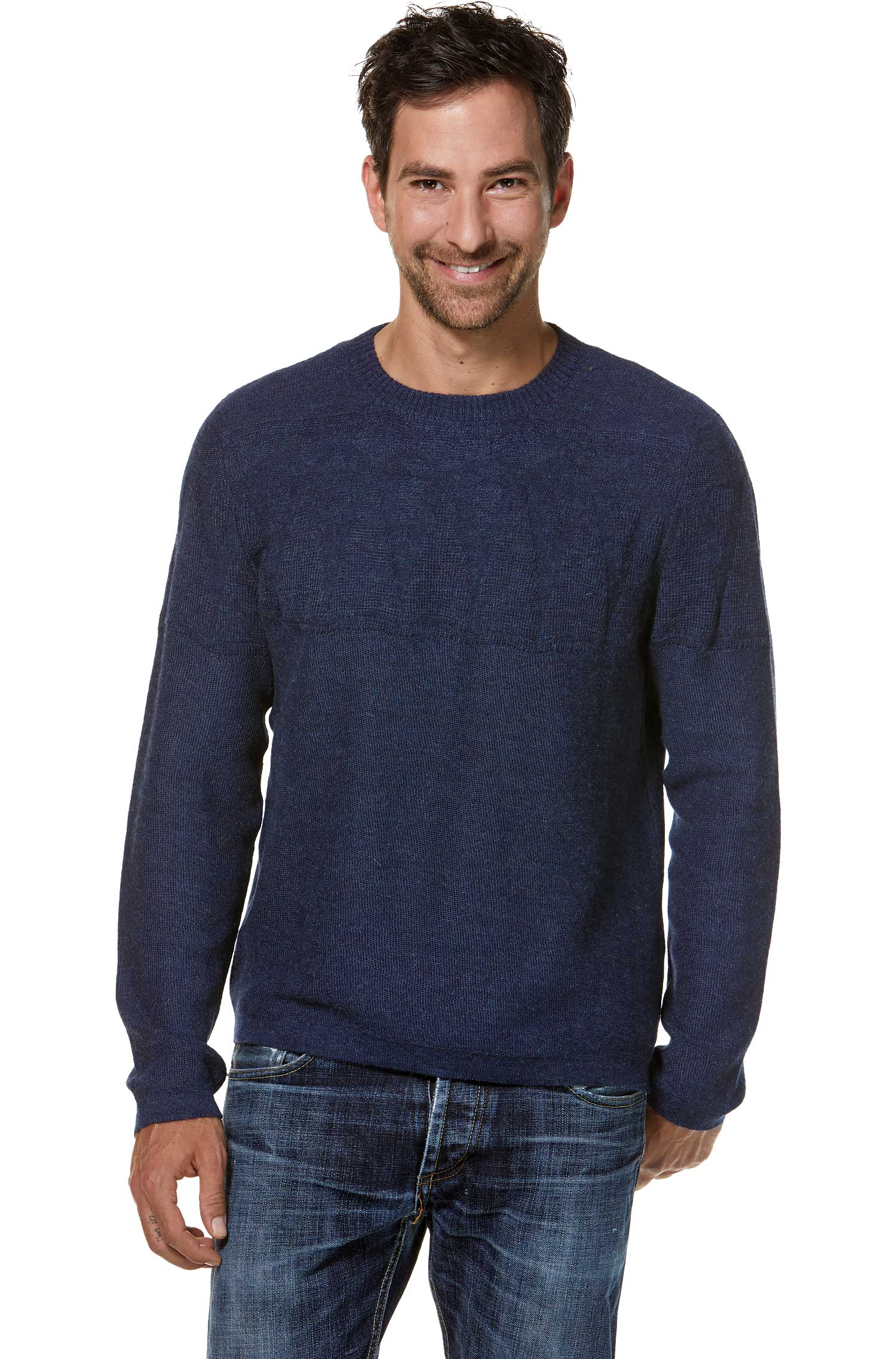 Alpaka Pullover HUGO aus 100% Baby Alpaka-blau
