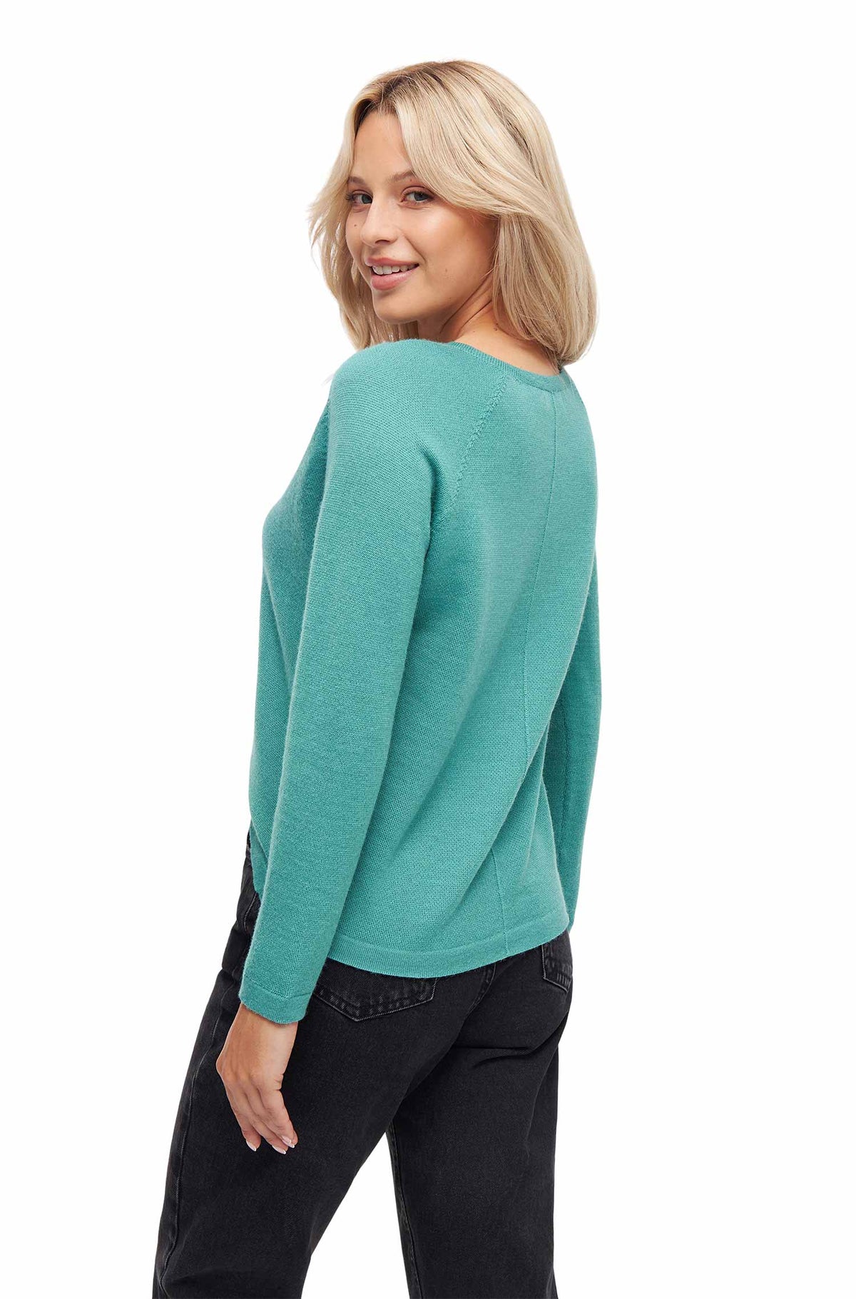 Alpaka V-Neck Pullover ANNA aus 100% Baby Alpaka-mint