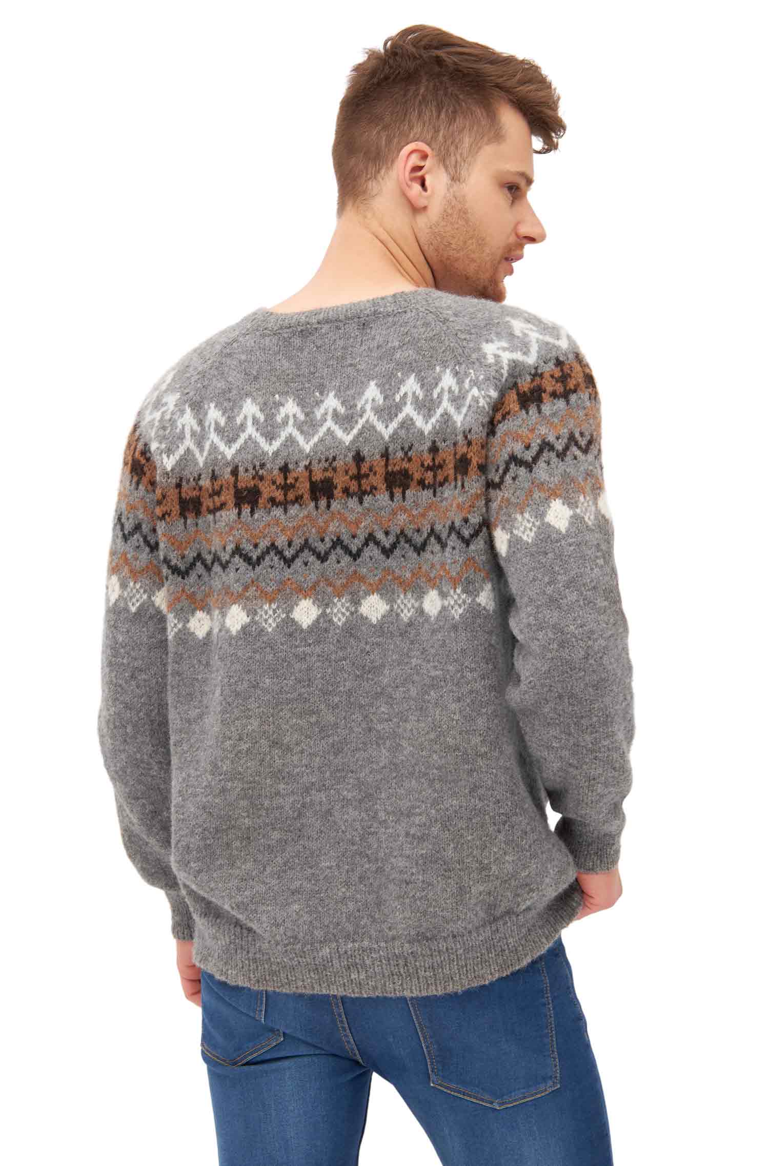 Alpaka Herren Pullover NATURA aus ungefärbtem Alpaka-anthrazit