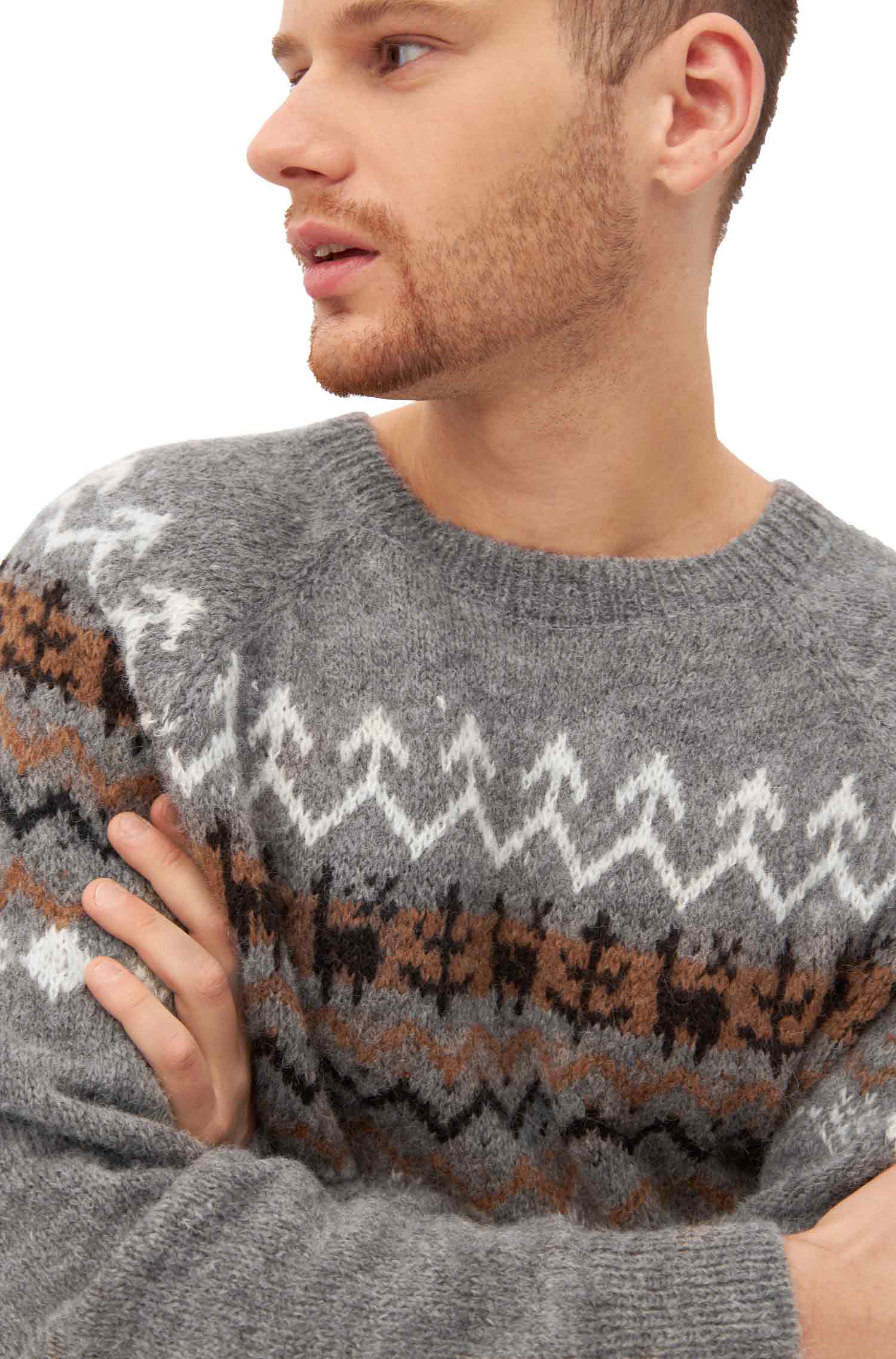 Alpaka Herren Pullover NATURA aus ungefärbtem Alpaka-anthrazit