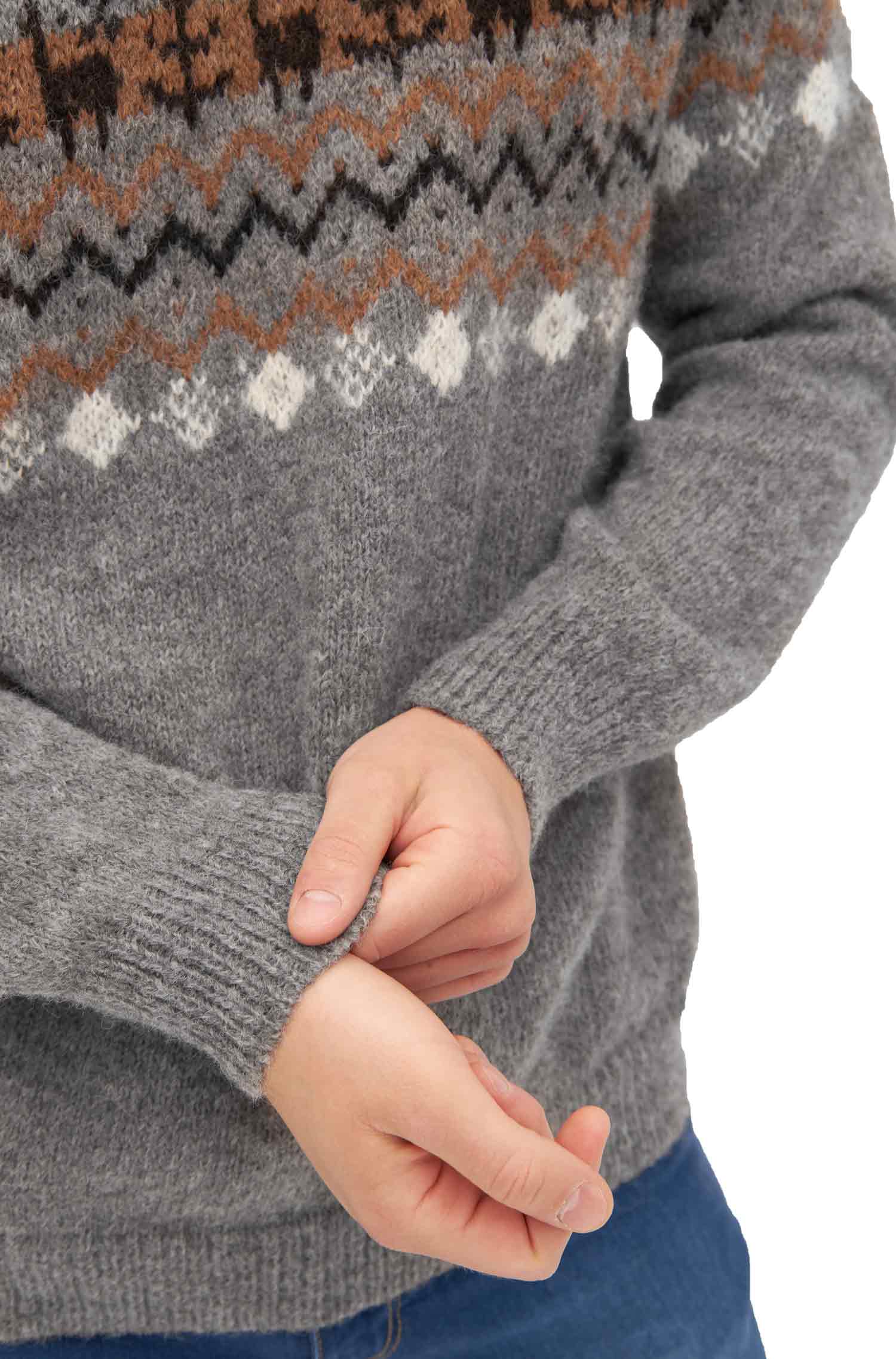 Alpaka Herren Pullover NATURA aus ungefärbtem Alpaka-anthrazit