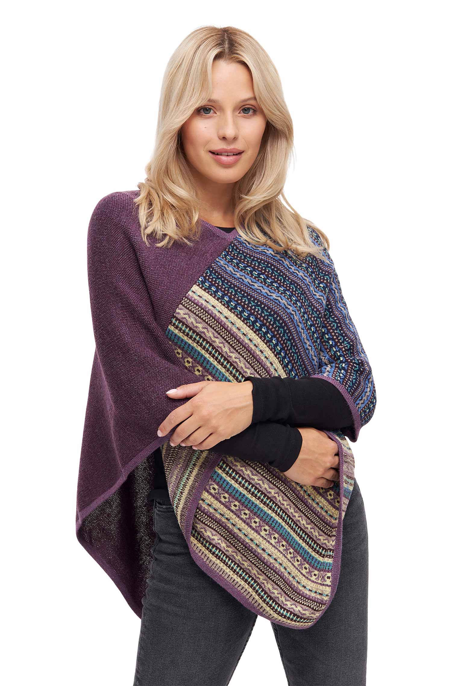 Alpaka Poncho DILAYA aus 100% Baby Alpaka-orchidee