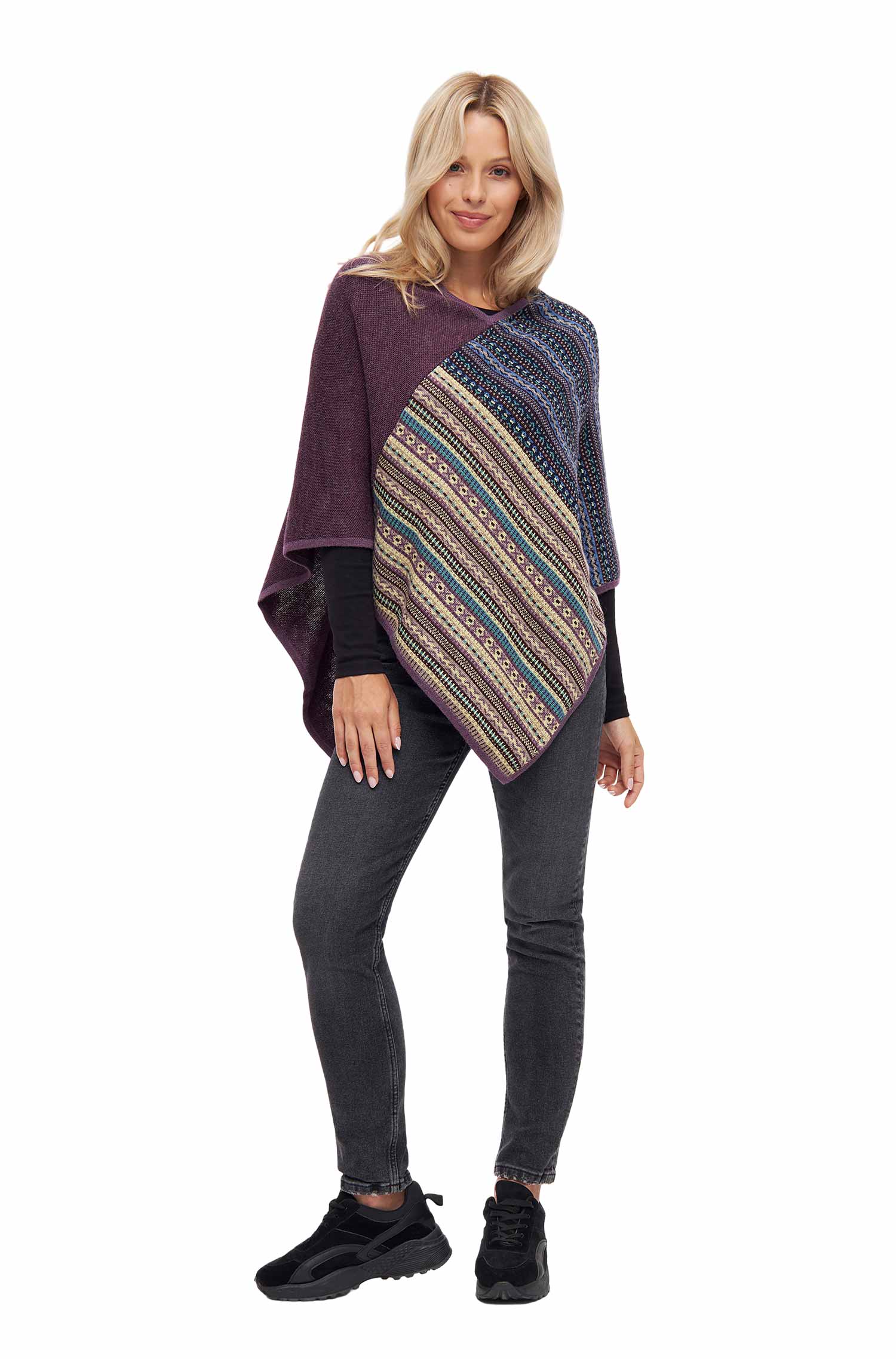 Alpaka Poncho DILAYA aus 100% Baby Alpaka-orchidee