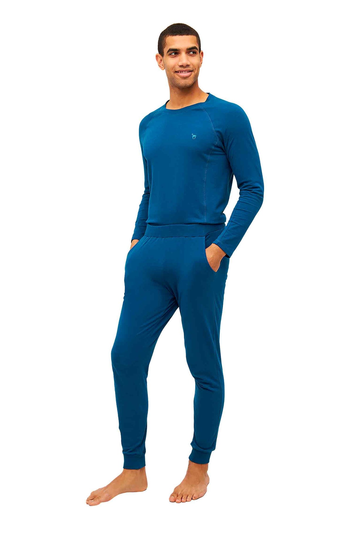 Alpaka Pyjama Herren Hose DREAMLINE aus Alpaka-Baumwoll-Mix-midnight blue