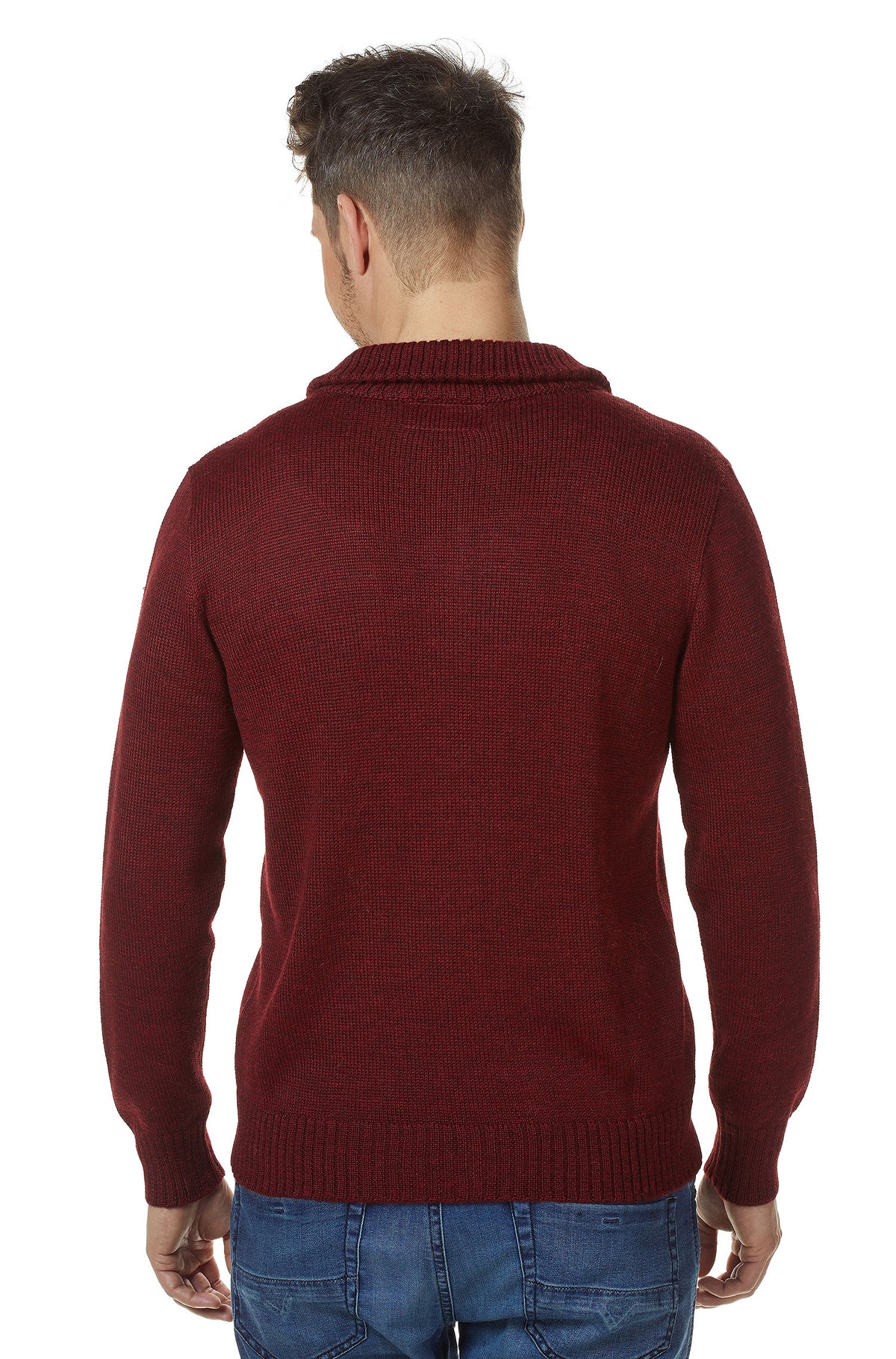 Alpaka Strickjacke RONALDO aus 100% Baby Alpaka-rot