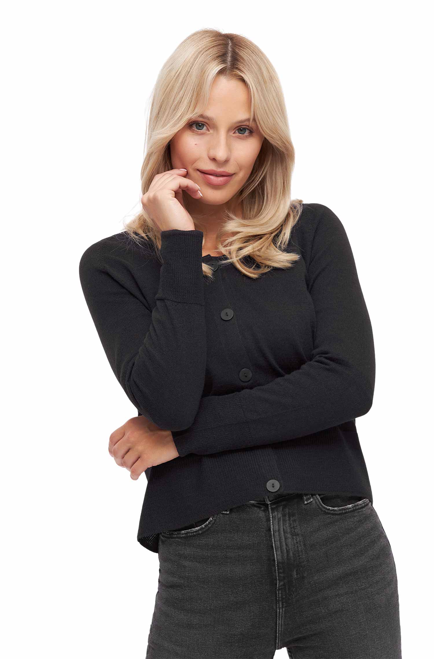 Alpaka Strickjacke ALINA-schwarz
