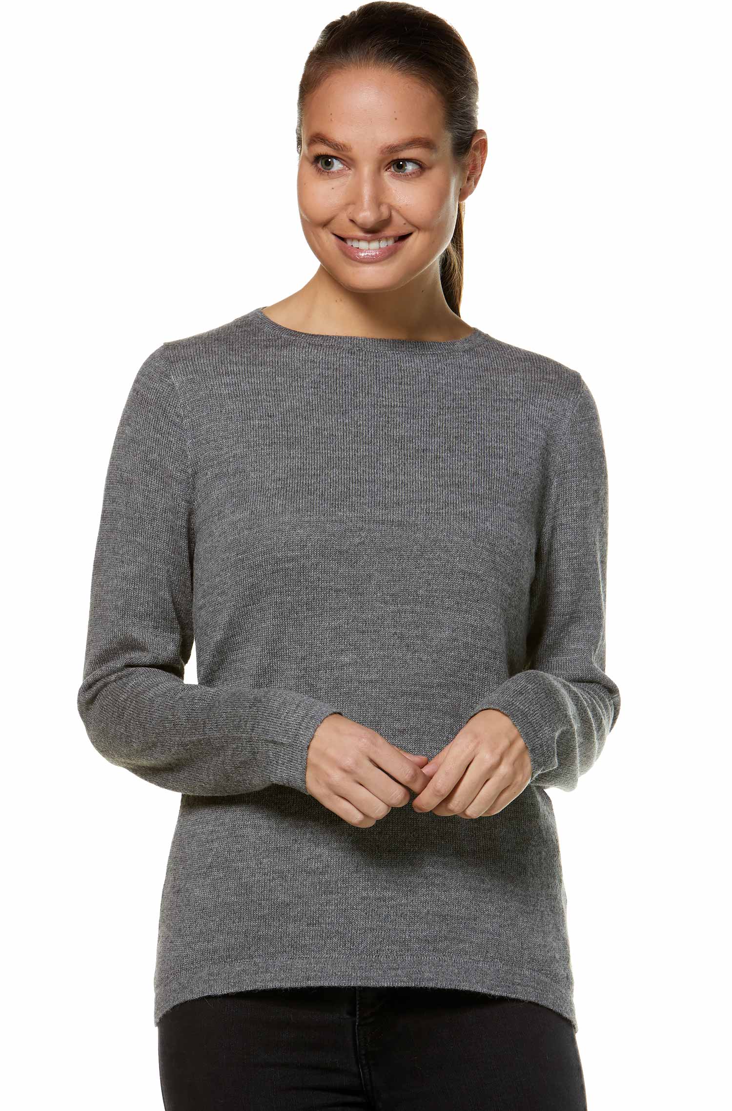 Alpaka Pullover BASIC aus 100% Baby Alpaka-grau