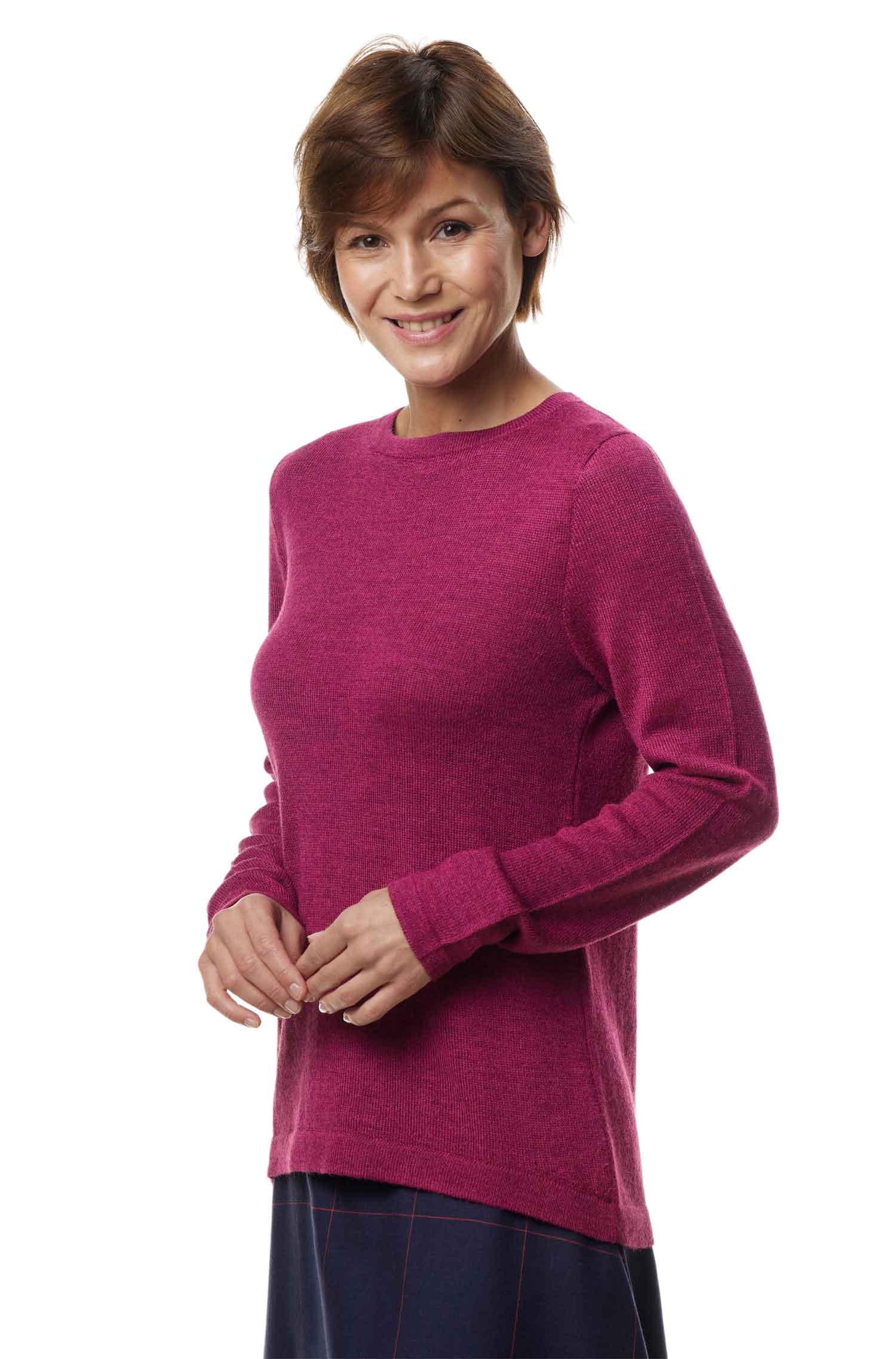 Alpaka Pullover BASIC aus 100% Baby Alpaka-himbeere