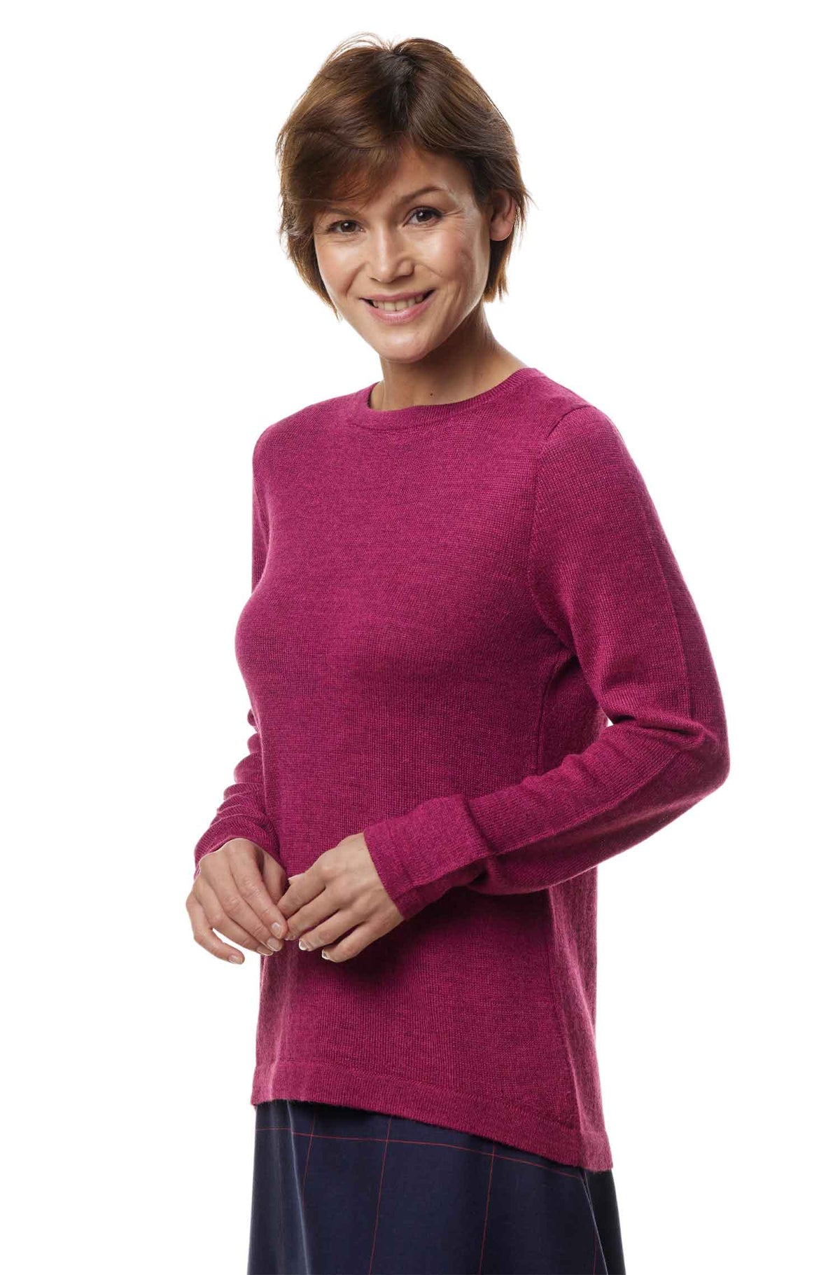 Alpaka Pullover BASIC aus 100% Baby Alpaka-himbeere