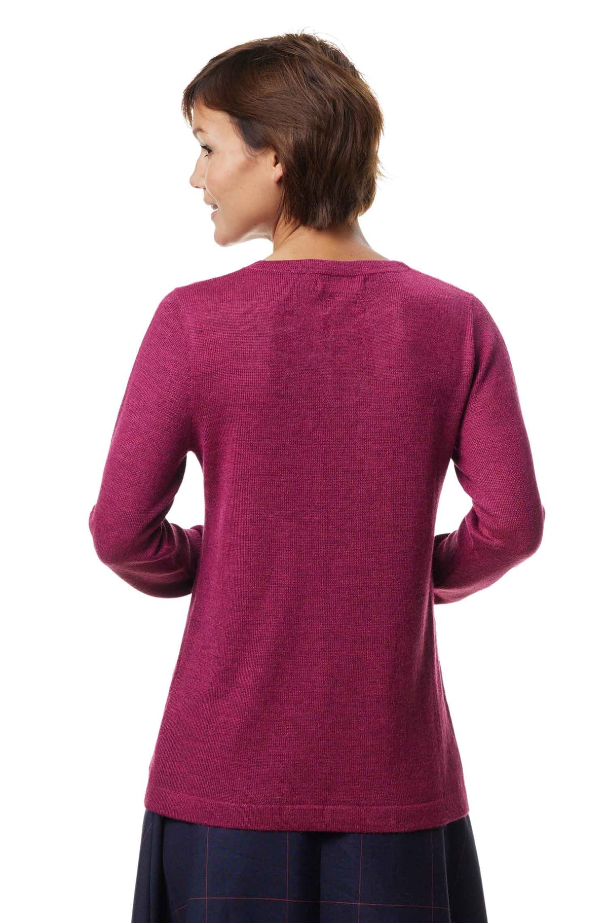 Alpaka Pullover BASIC aus 100% Baby Alpaka-himbeere