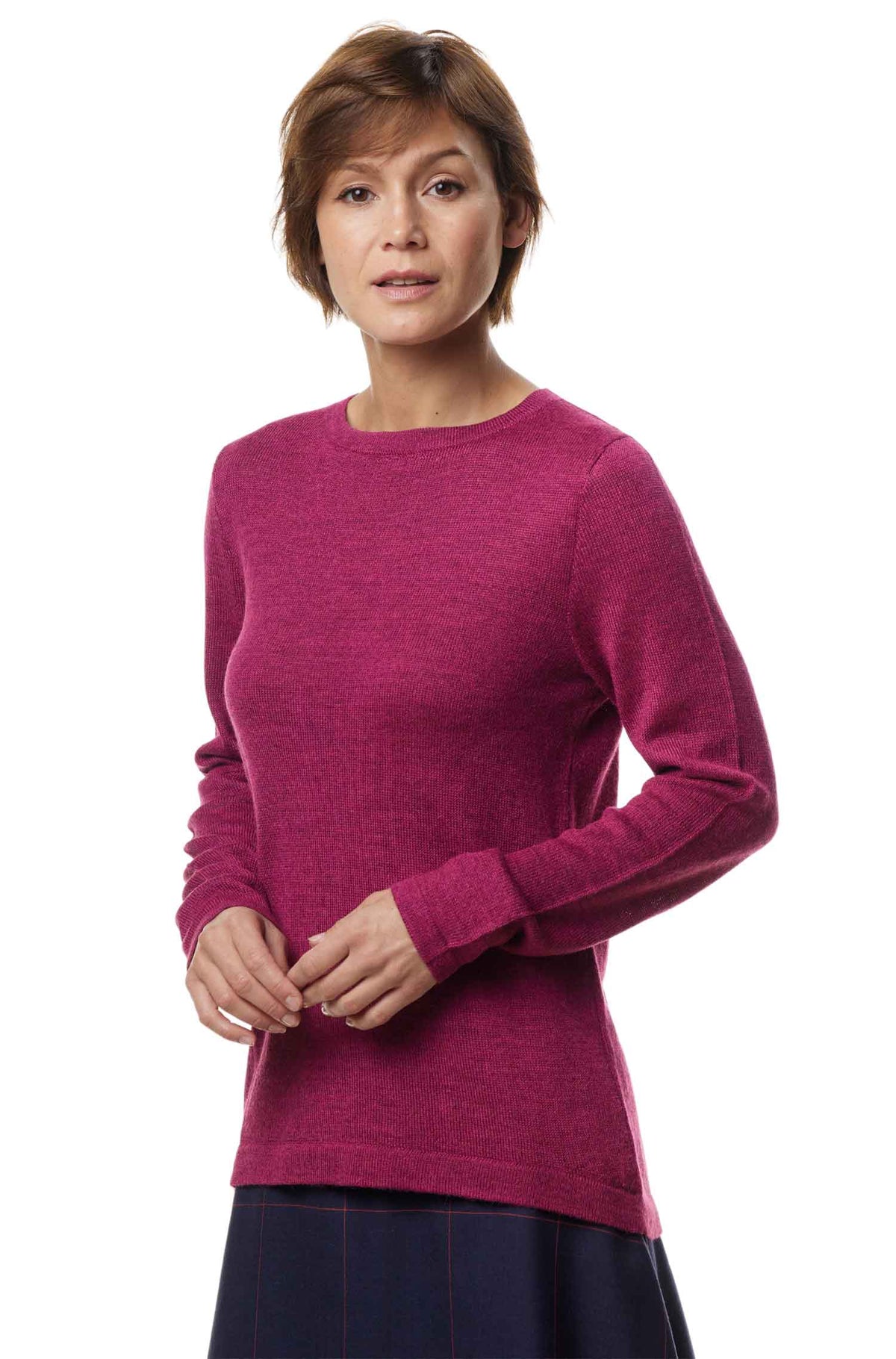 Alpaka Pullover BASIC aus 100% Baby Alpaka-himbeere